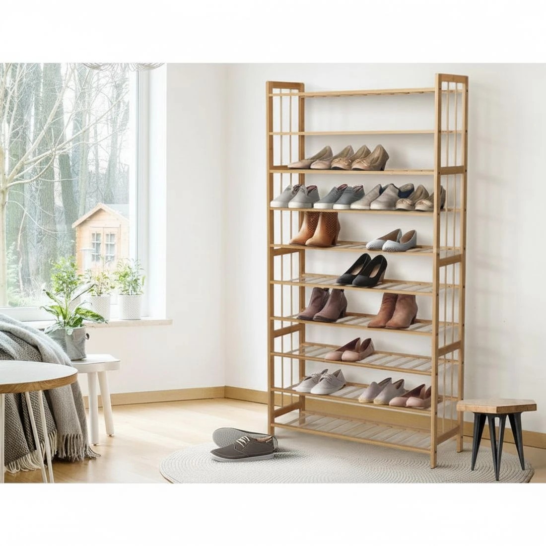 4 Artiss Shoe Rack Cabinet Bamboo 10-tier 50 Pairs - Natural, 4 of 5