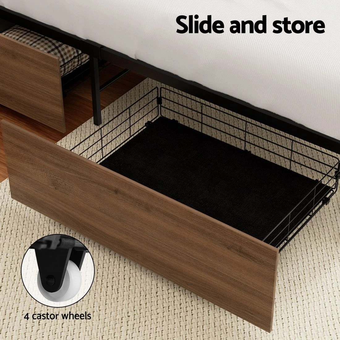 6 Artiss 2x Bed Frame Storage Drawers Trundle - Multi, 6 of 7