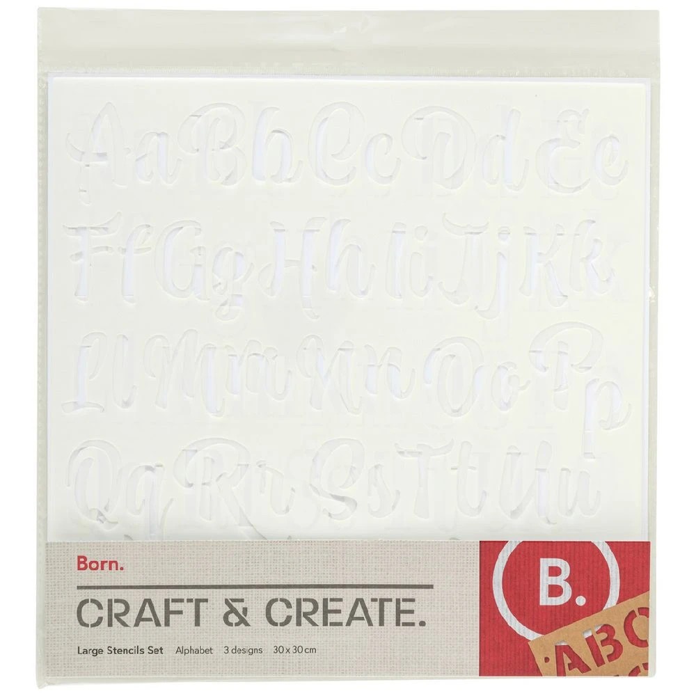 1 Born Large Stencils 3 Pack Alphabet, 1 of 2