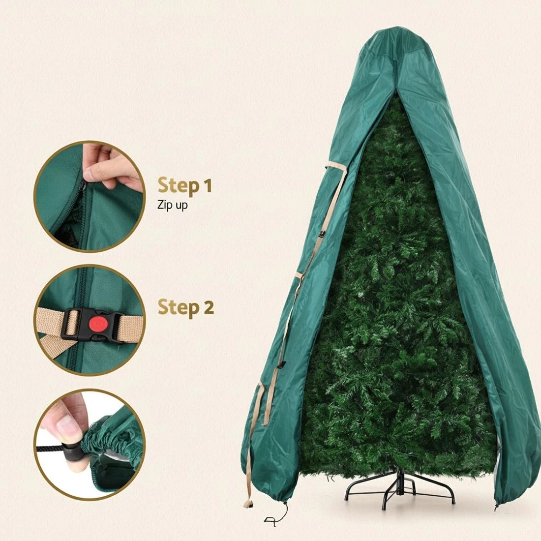 4 Jingle Jollys Christmas Tree Storage Bag Fits Up to 9ft Tree Xmas Bag - Green, 4 of 6