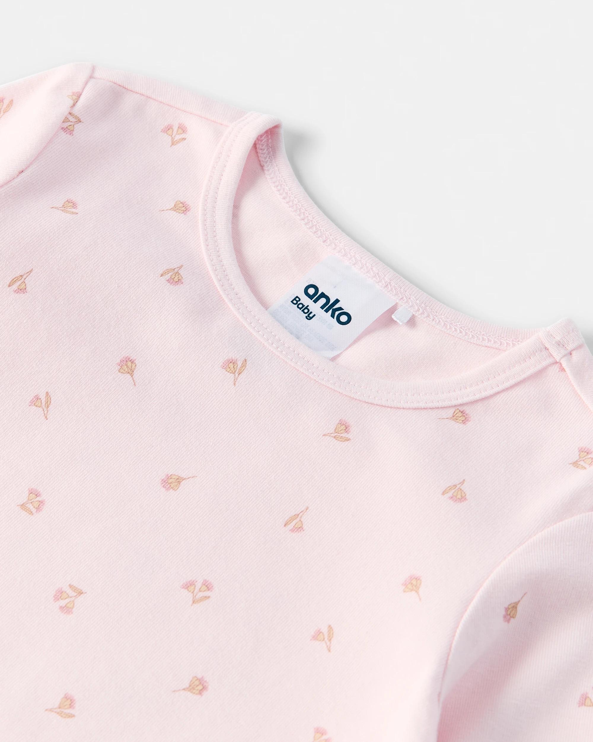 8 3 Pack Cotton Long Sleeve Bodysuits Pink Flrl, 8 of 8