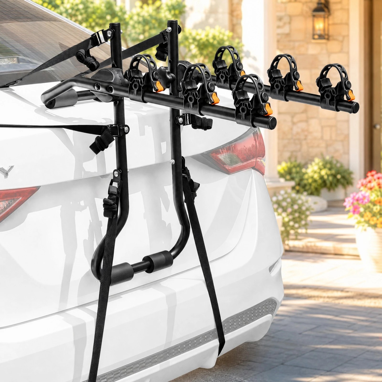 2 Costway 3-Bike Trunk Mount Rack Trunk Bicycle Rack Carrier w/Adjustable Length & Angle - Black, 2 of 7