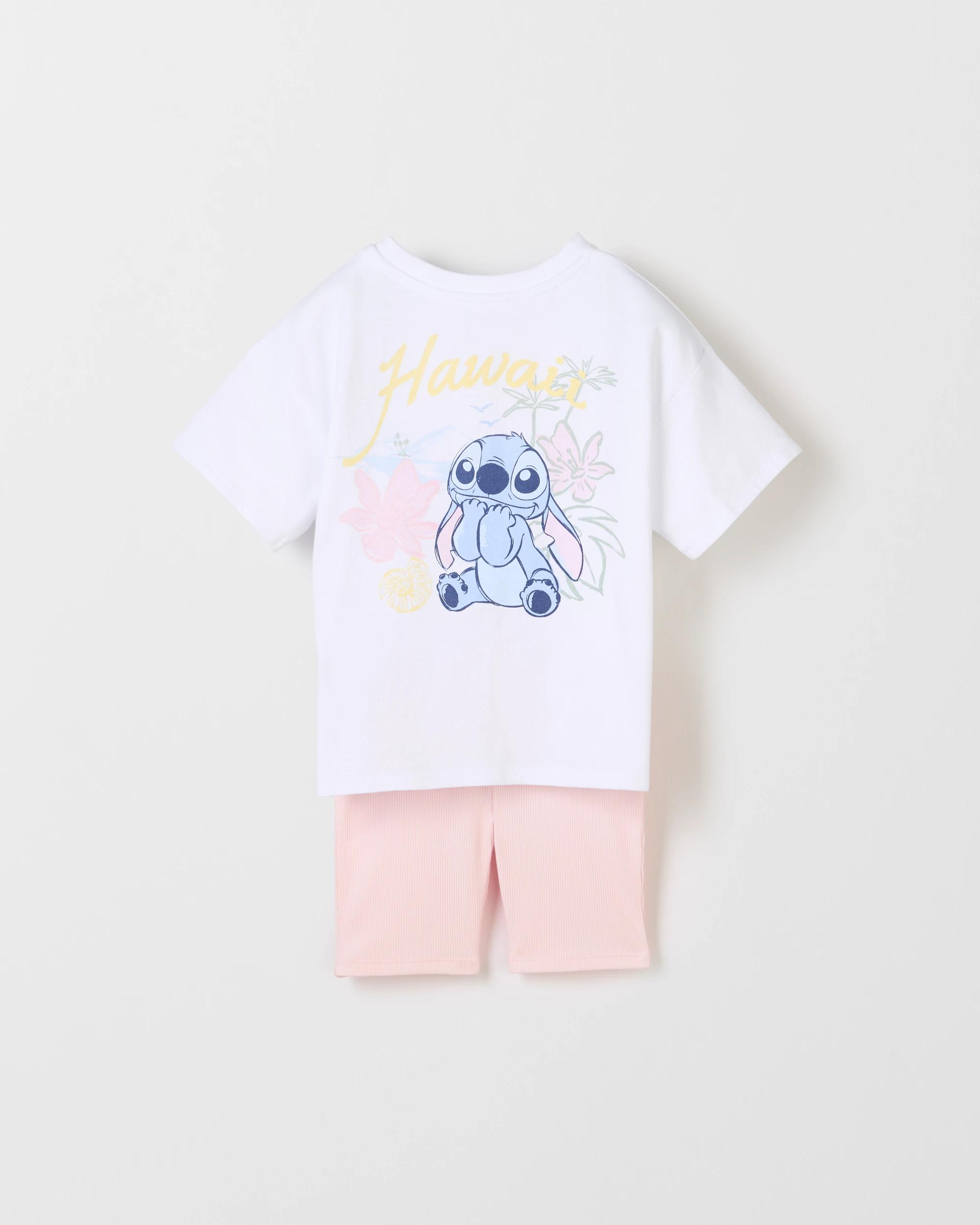3 Disney Stitch Disney Lilo & Stitch Australian Cotton T-shirt & Short Set WHITE / PINK, 3 of 3