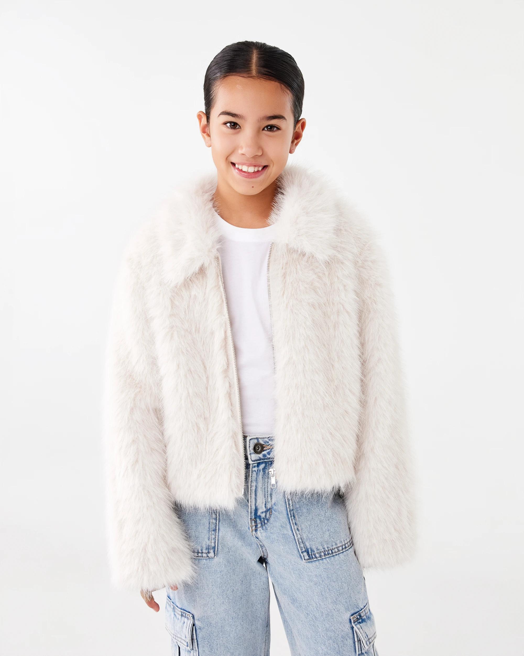 1 Faux Fur Jacket Ecru, 1 of 8