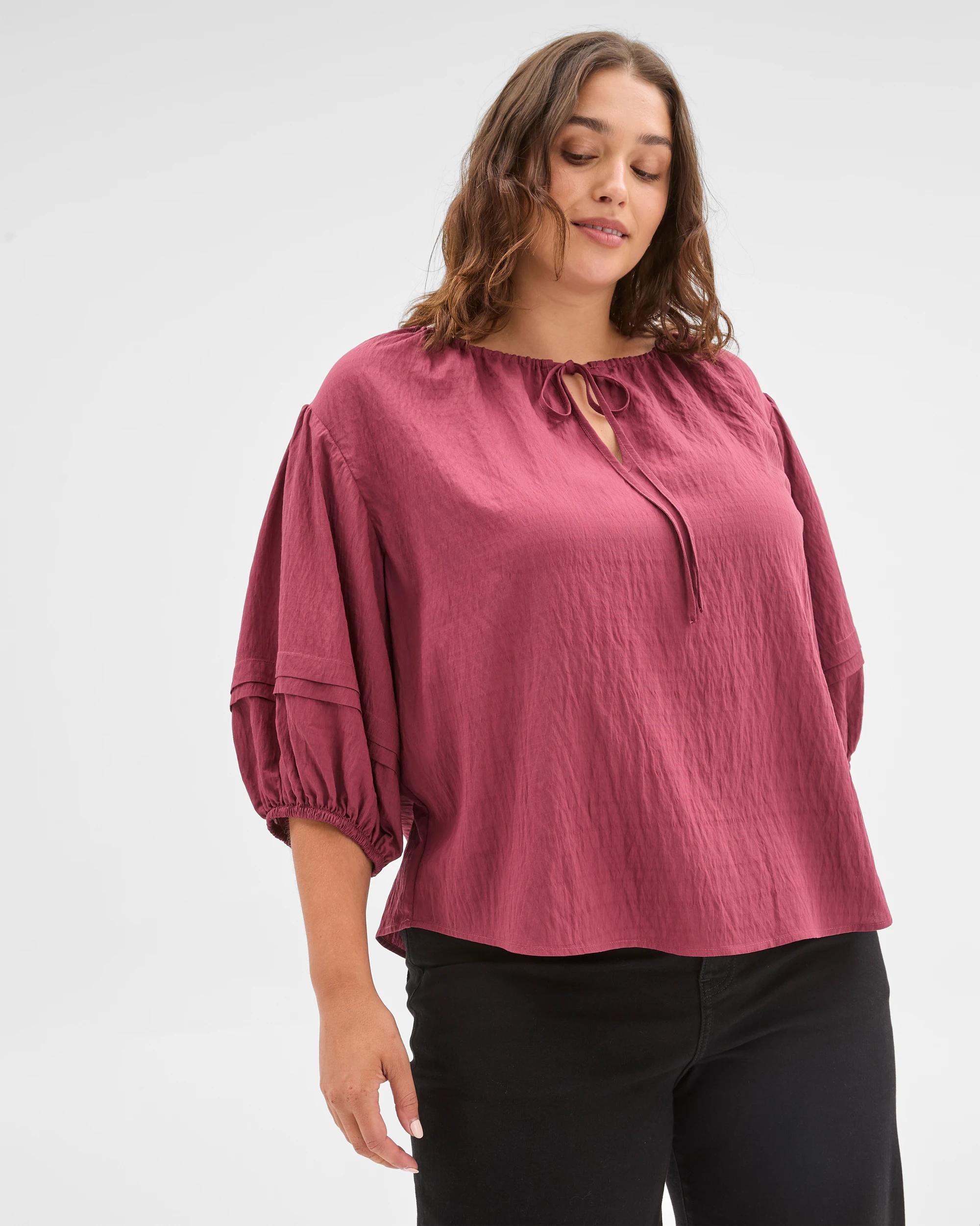 2 Target Curve Plus Size 3/4 Balloon Sleeve Blouse MULBERRY, 2 of 7
