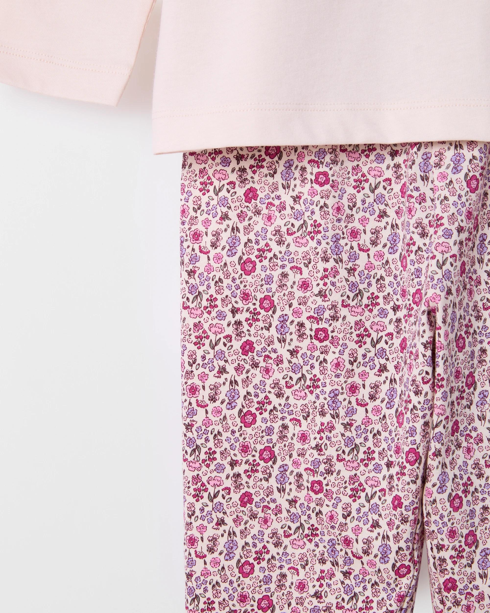 3 Target Kids Australian Cotton Blend Younger Girls Knit Pyjama Set BOW FLORAL, 3 of 3