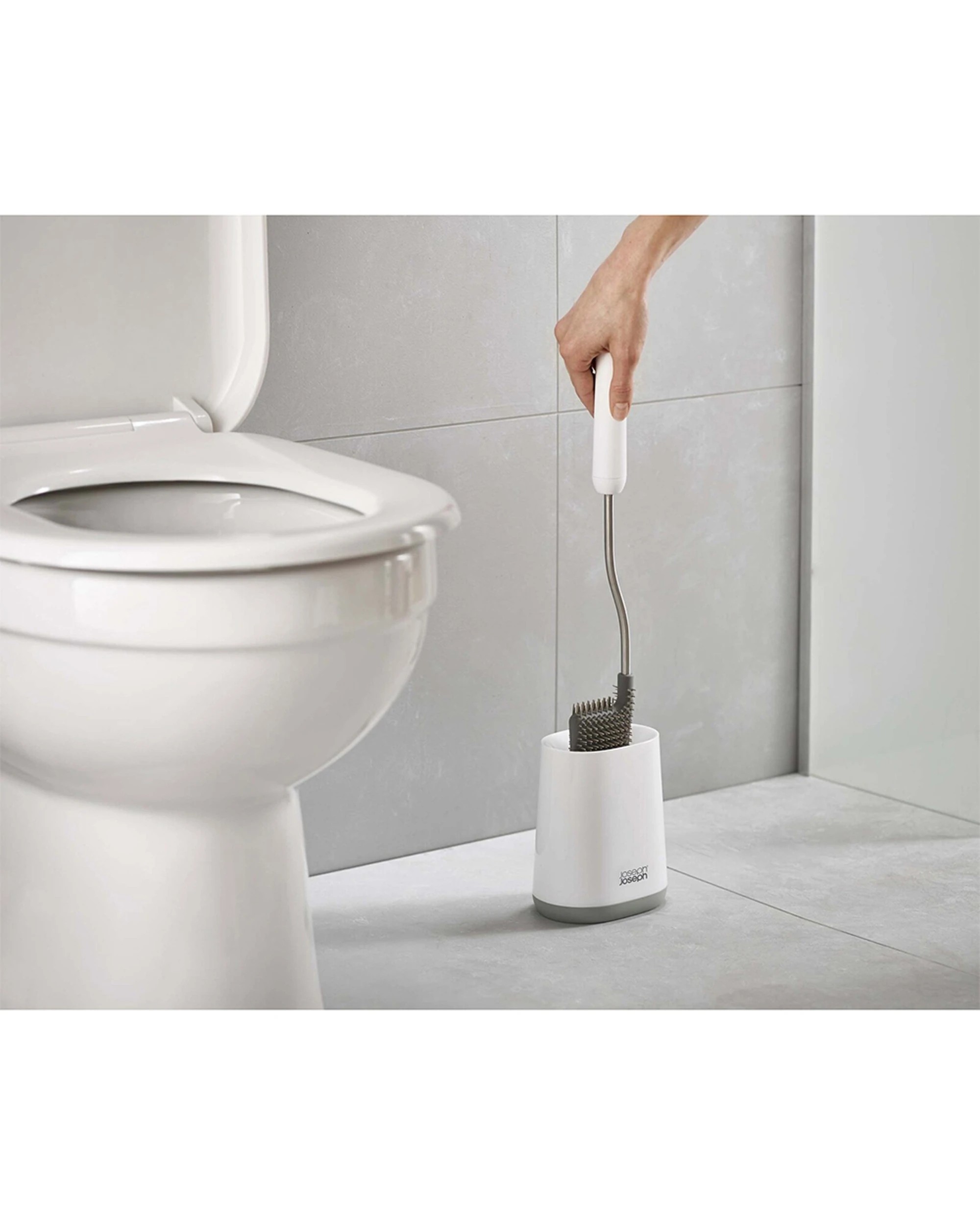 Joseph Joseph Flex Lite Toilet Brush With Holder Flexible D-Shaped Head ...