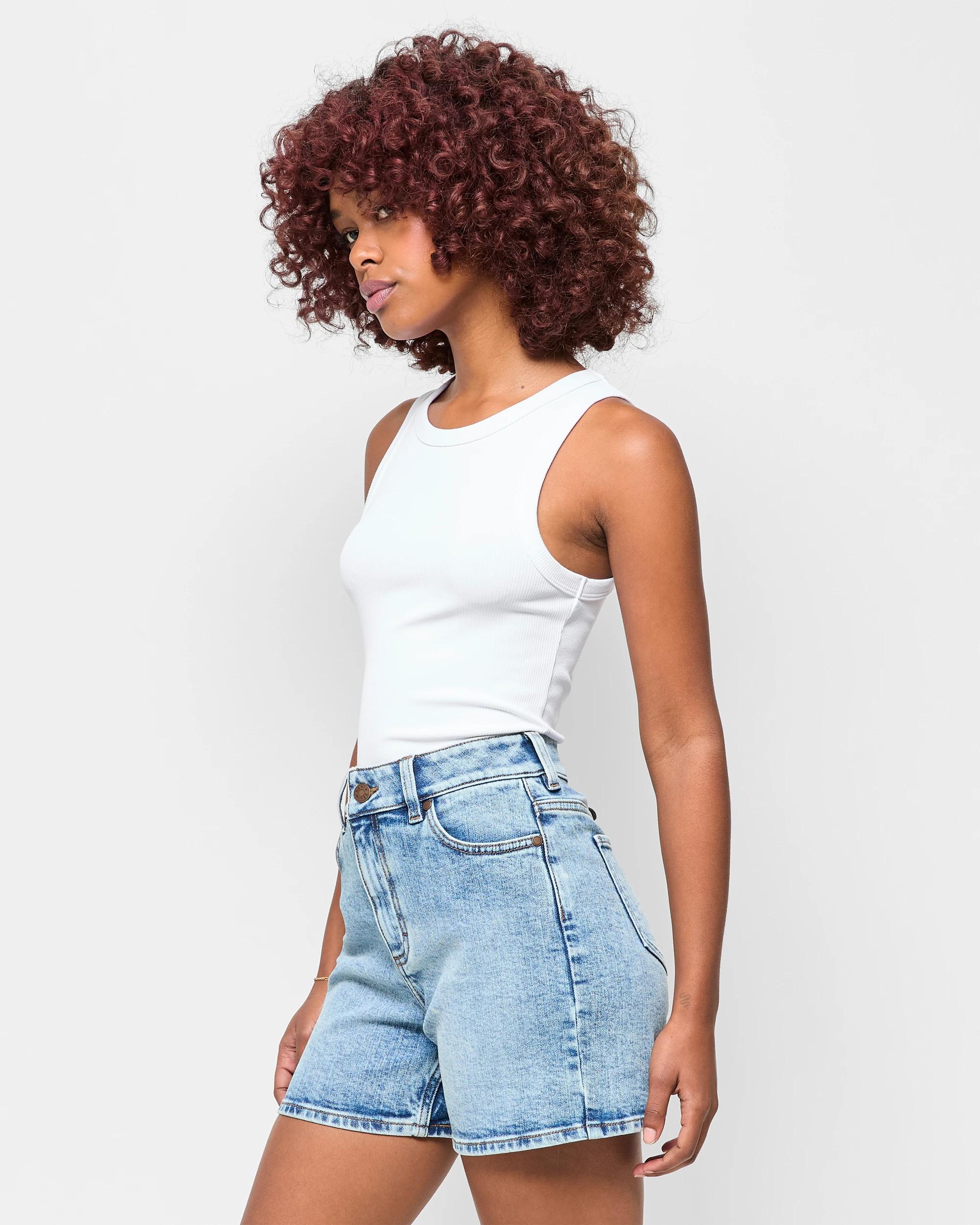 3 Target Petites A-line Denim Shorts DAYBREAK BLUE, 3 of 5