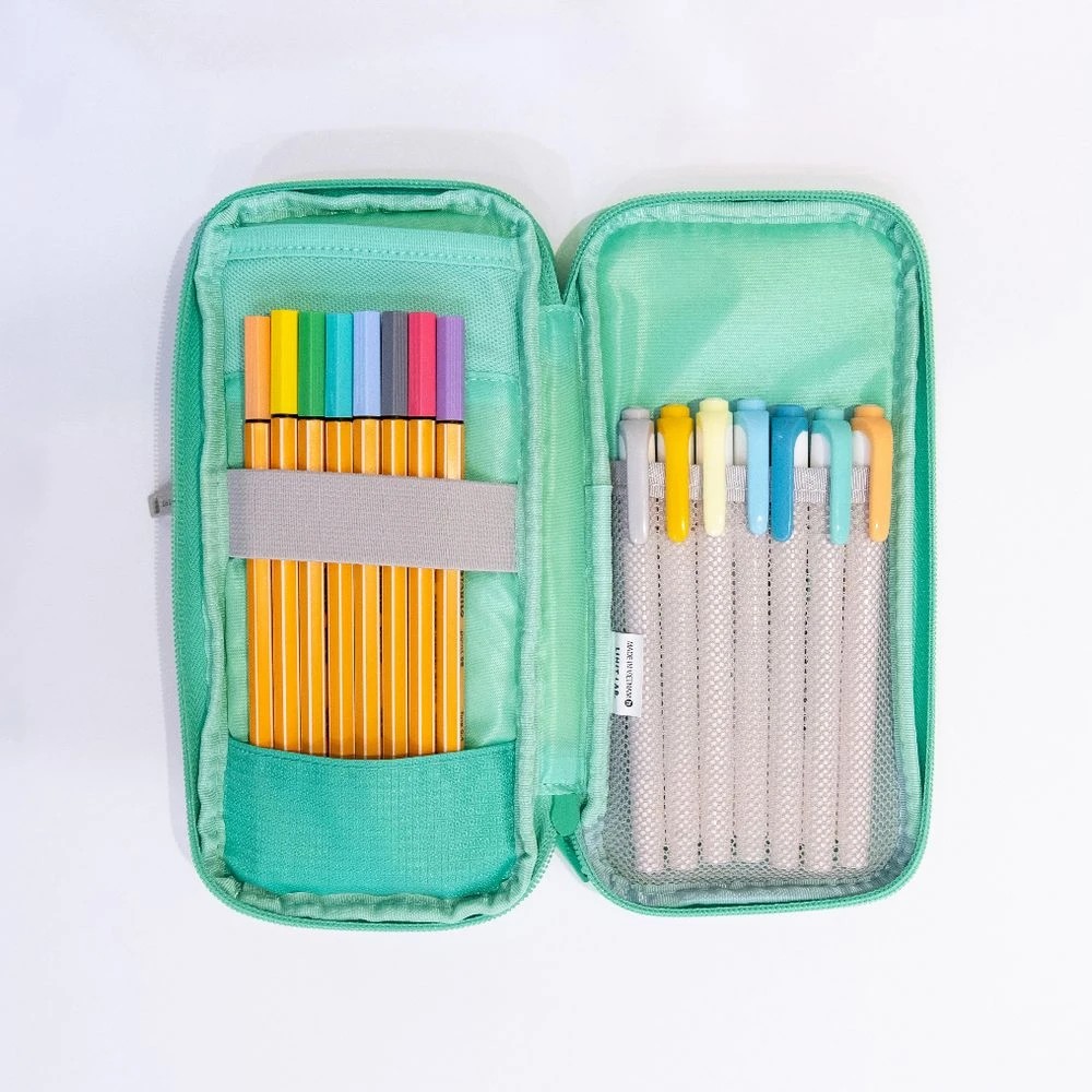 3 Smart Fit Twin Zip Pencil Case Large Green, 3 of 8