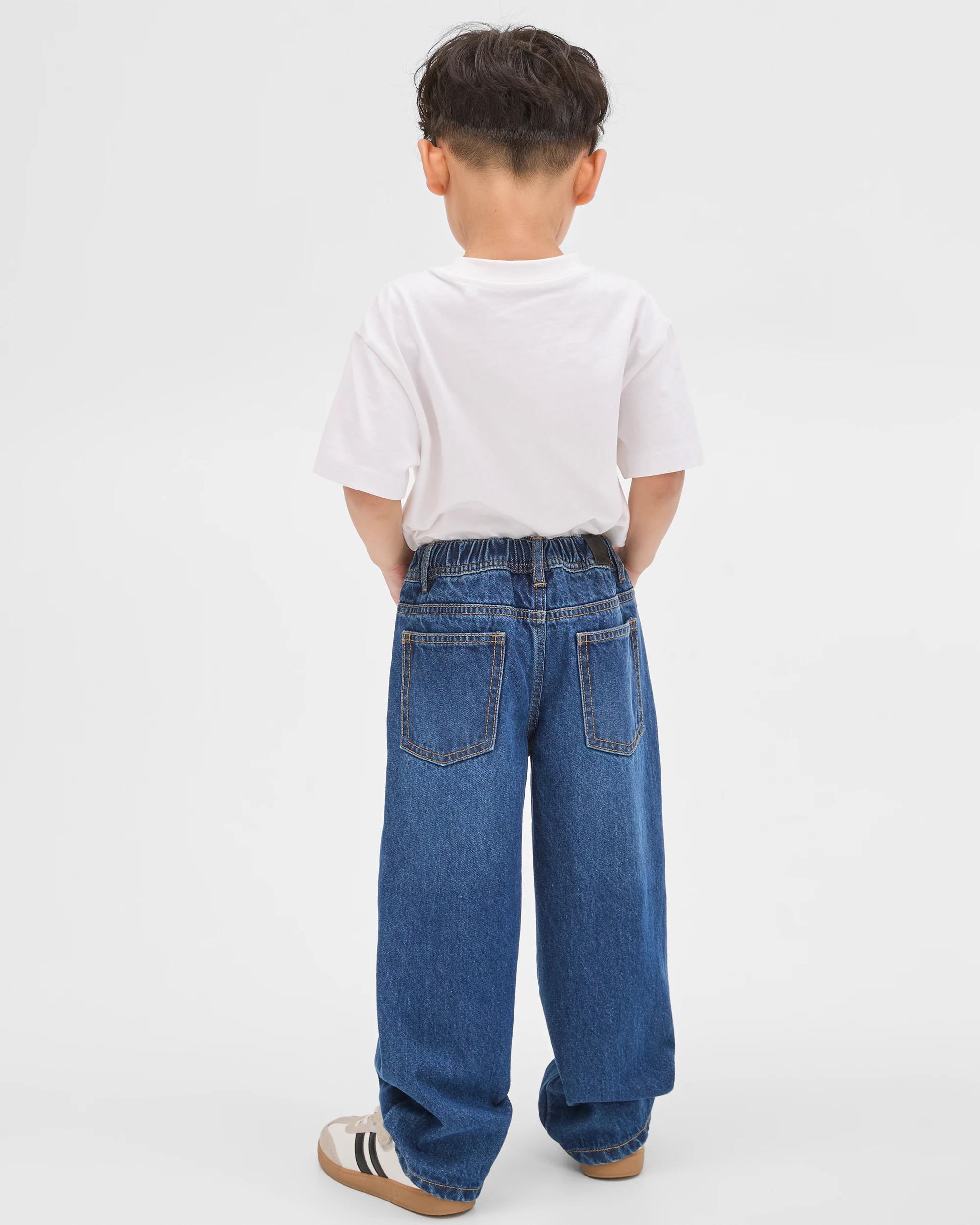4 Target Kids Wide Leg Denim Jeans DARK WASH, 4 of 6