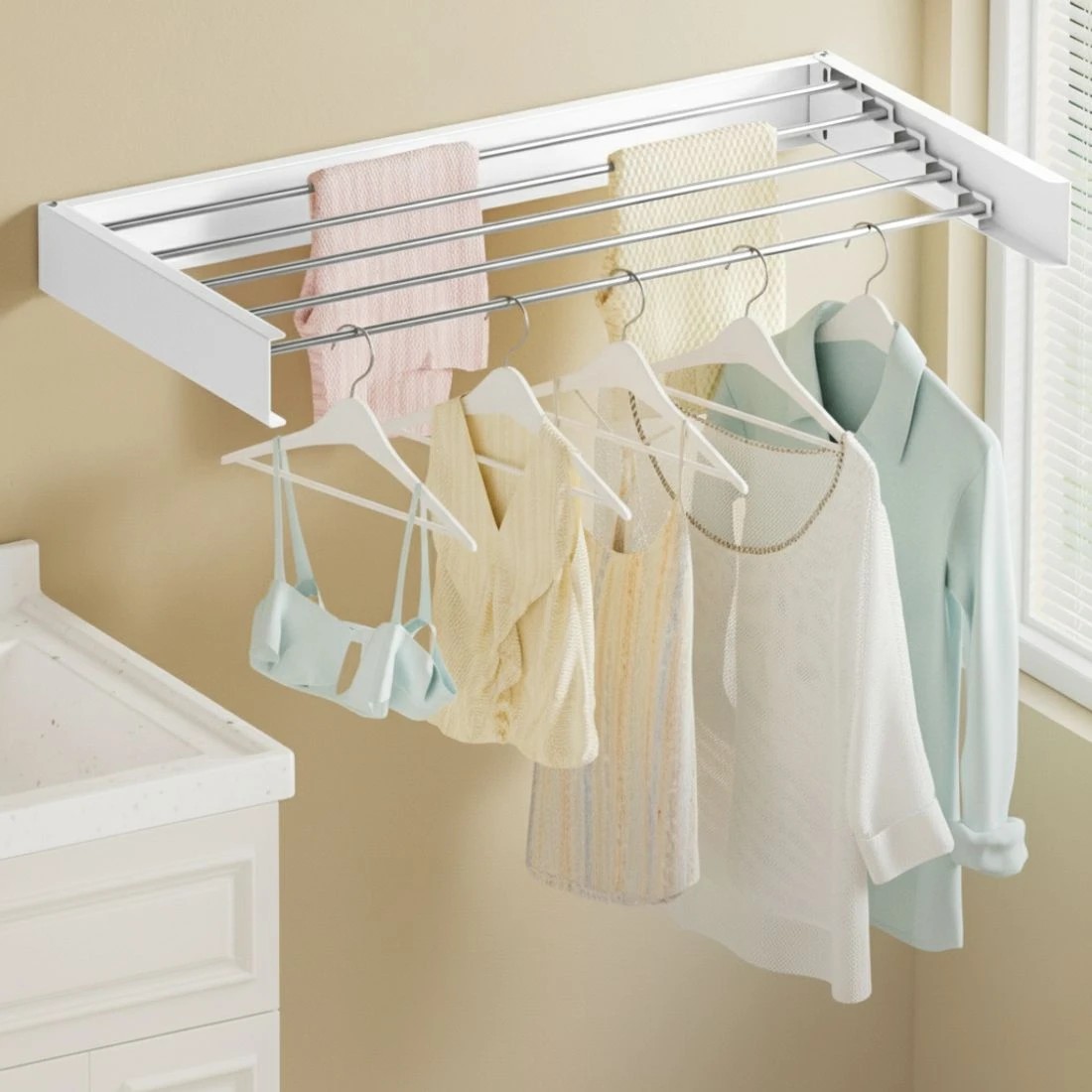 5 Artiss Clothes Rack Wall Mounted Airer Foldable - Multi, 5 of 7