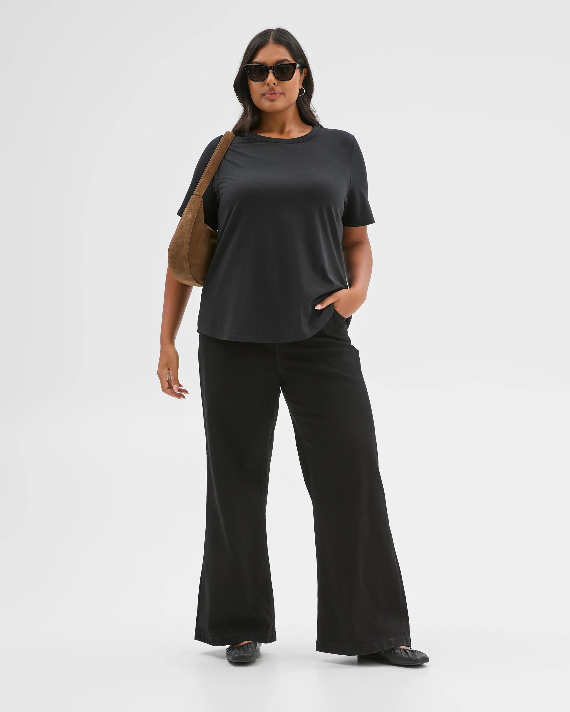 6 Target Curve Plus Size Australian Cotton Crew Neck T-Shirt BLACK, 6 of 9