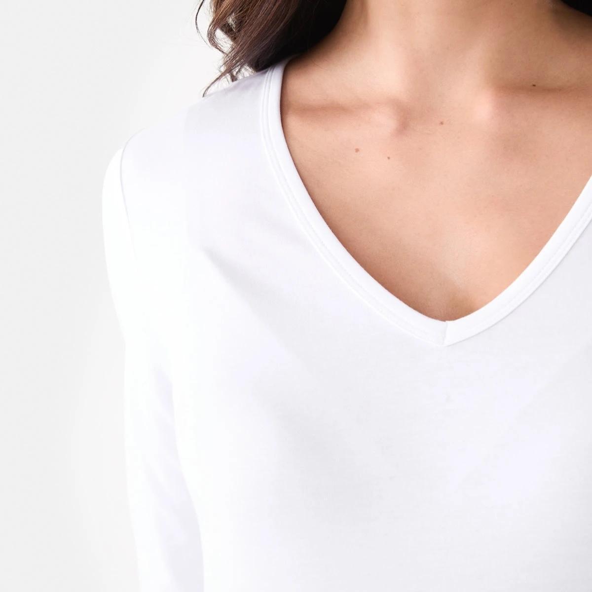 5 Long Sleeve Stretch V-Neck T-shirt White, 5 of 5