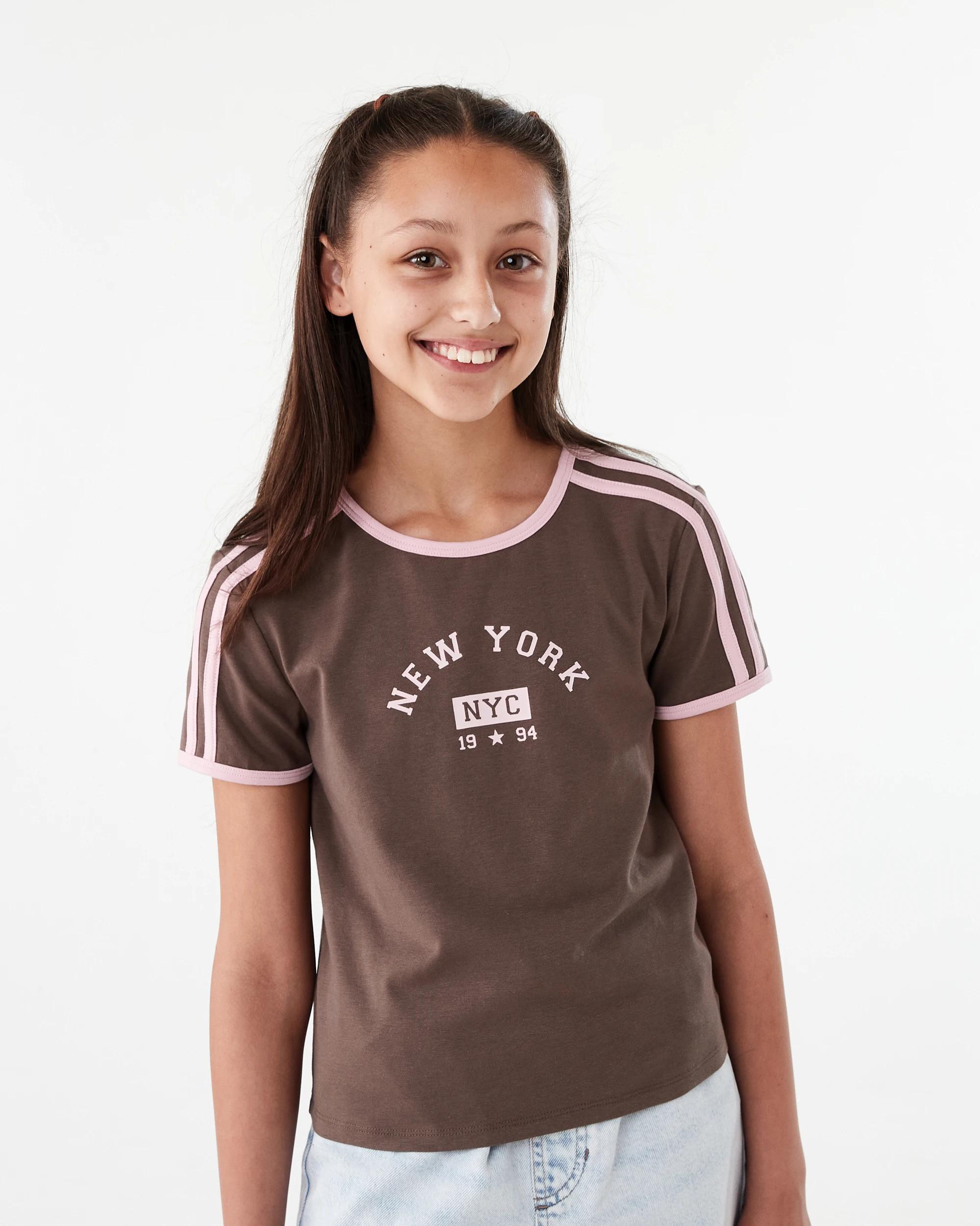 1 Short Sleeve Ringer T-shirt Brn Ny, 1 of 7