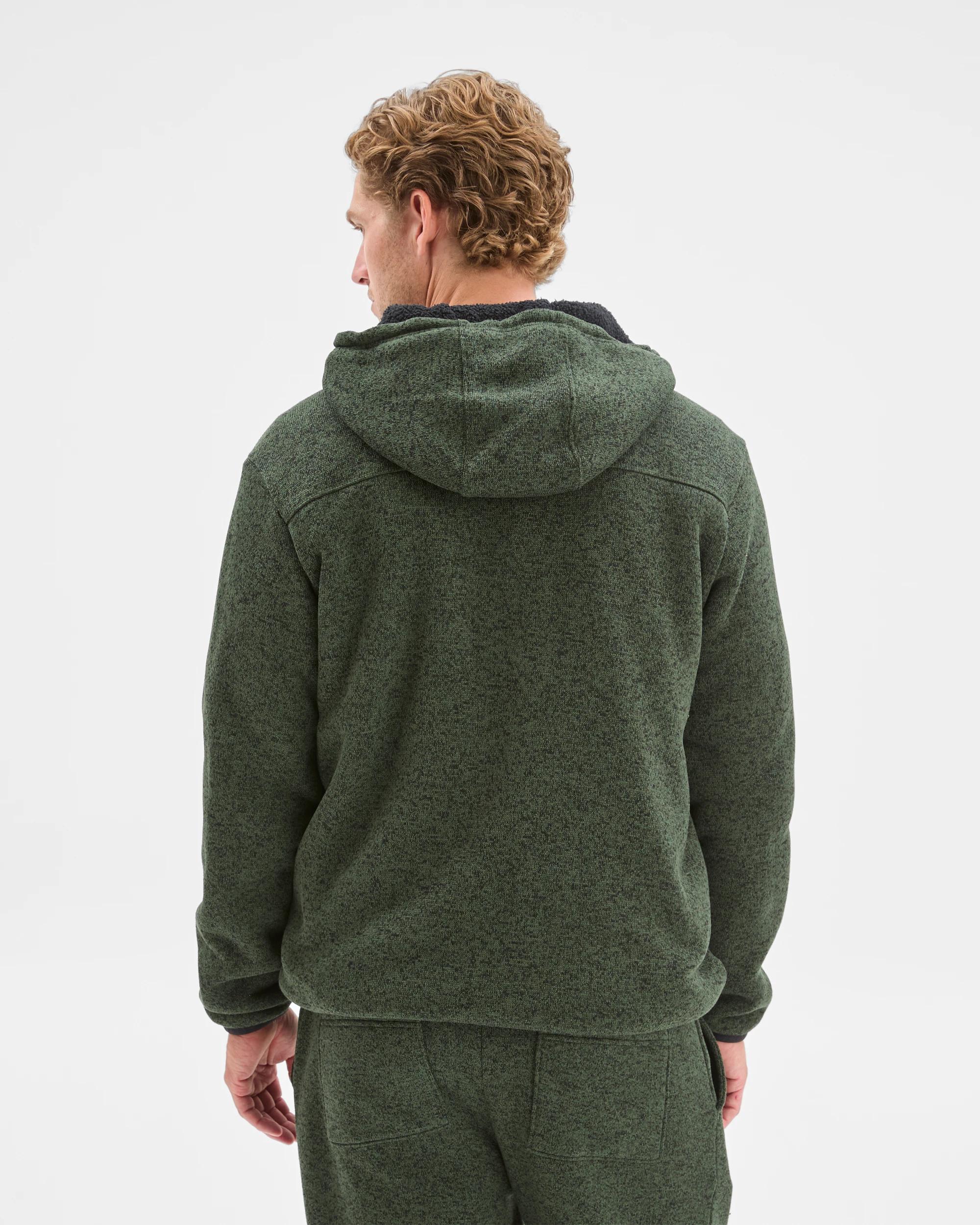 6 Target Man Teddy Lined Zip Through Fleece Hoodie GREEN MARLE, 6 of 6