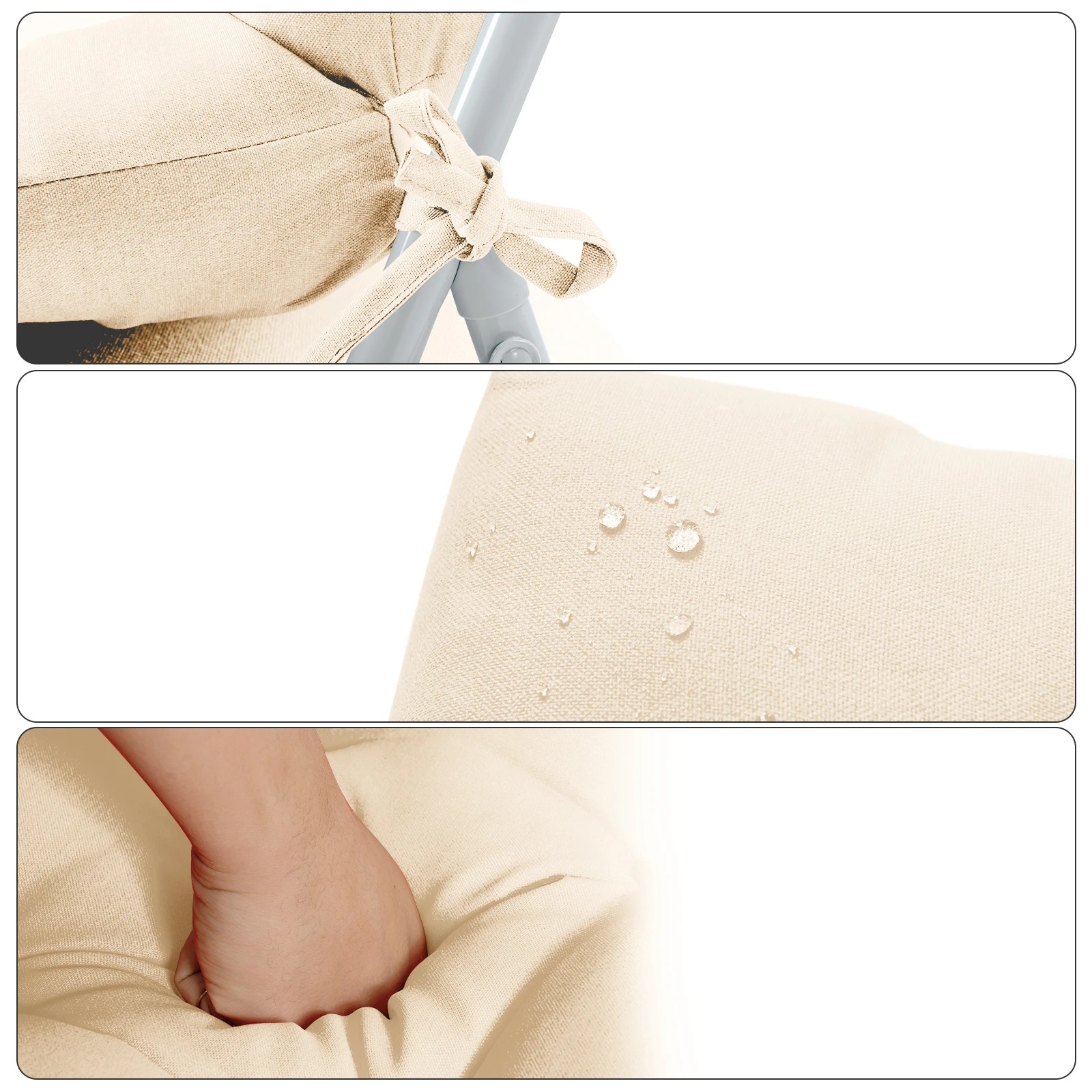 6 Costway High Back Lounge Chair Cushion Patio Chair Seat Pads w/Non-slip Rope Belts Indoor Outdoor Orange - Beige, 6 of 7