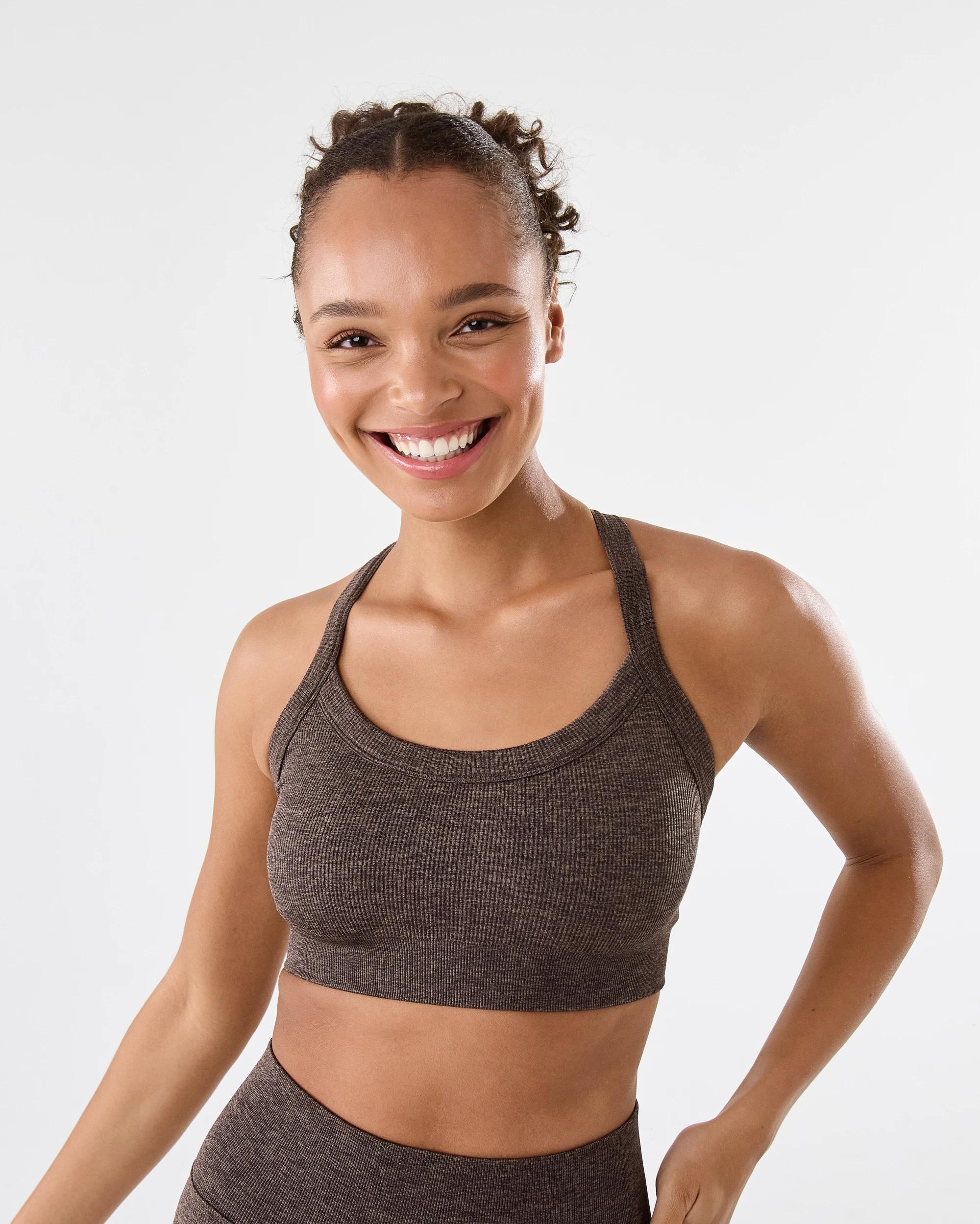 1 Active Womens Seamfree Support Crop Top Drk Espres, 1 of 9