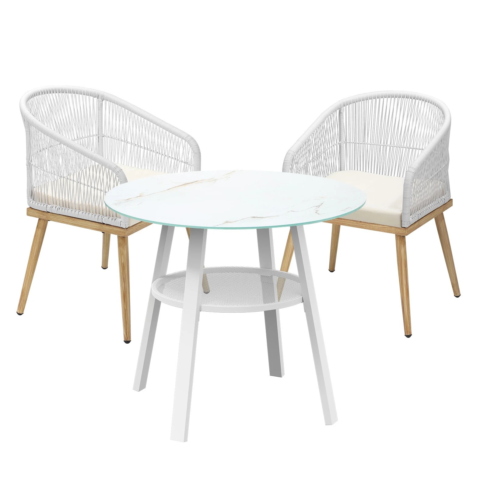 1 Livsip 3pcs Outdoor Dining Setting Table W/storage Shelf Patio Furniture Set
 - Multi, 1 of 7