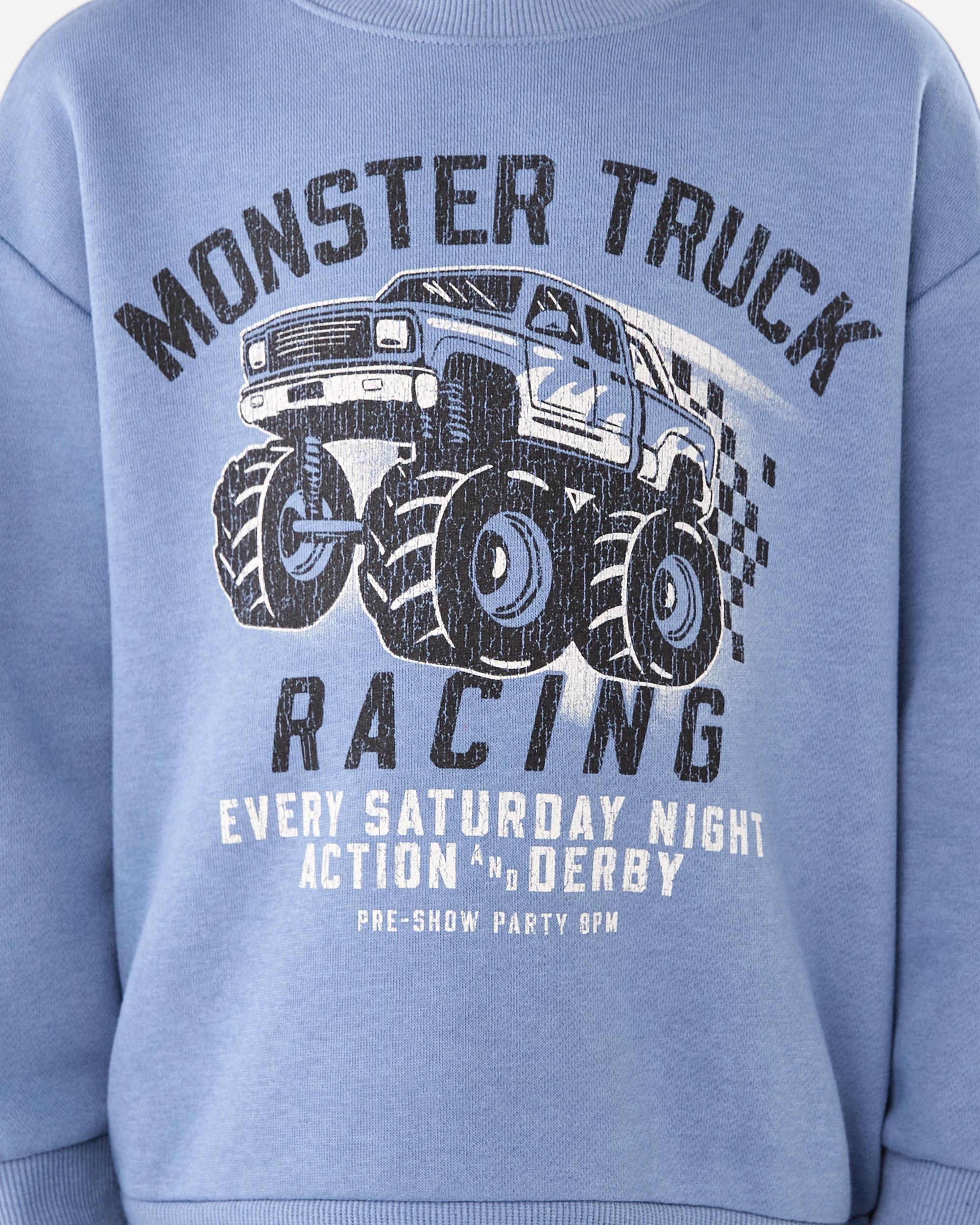 5 Print Crew Neck Sweatshirt Blu Racer, 5 of 6