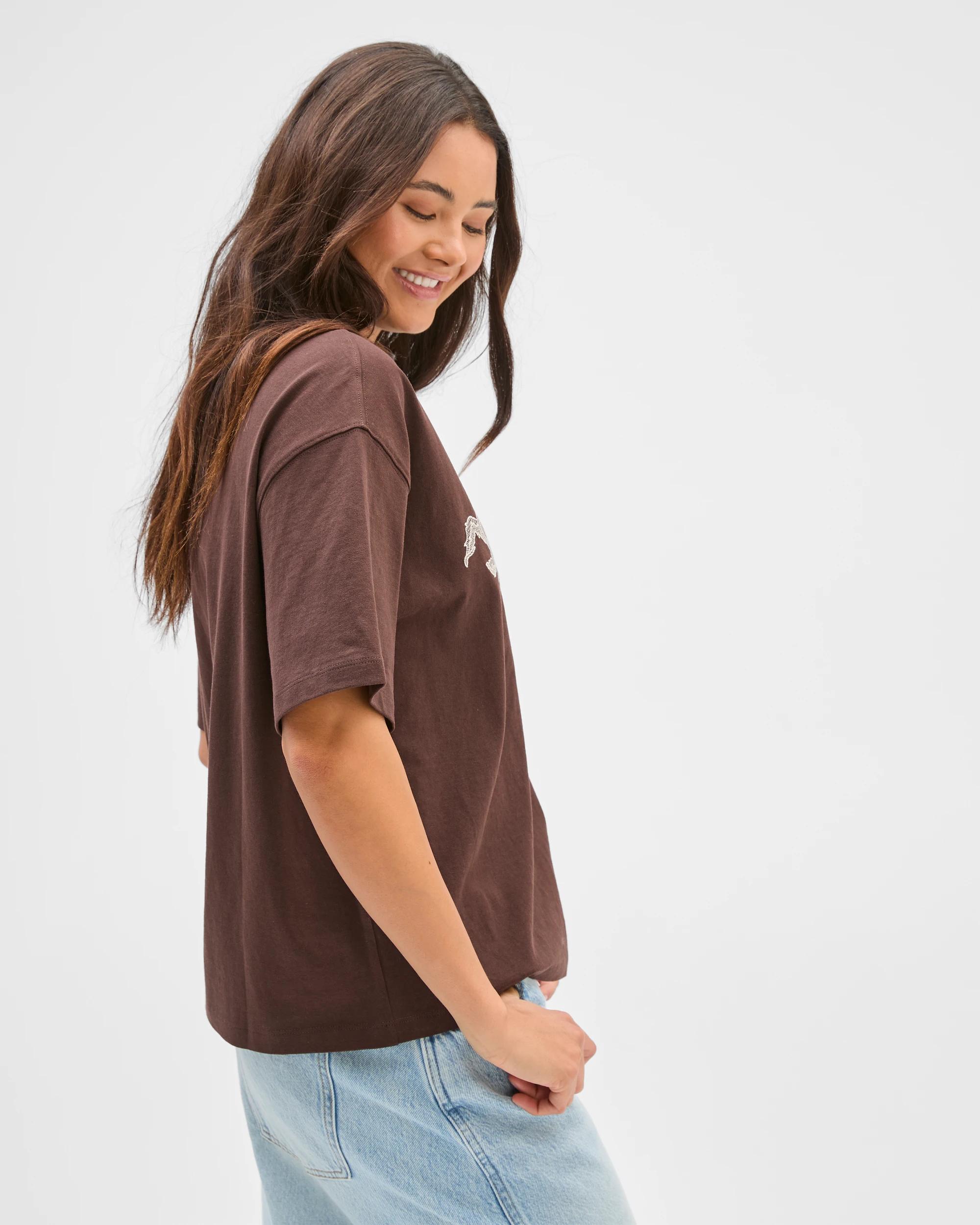 5 Lily Loves Australian Cotton Oversized Printed T-Shirt BROWN COFFEE BEAN, 5 of 6