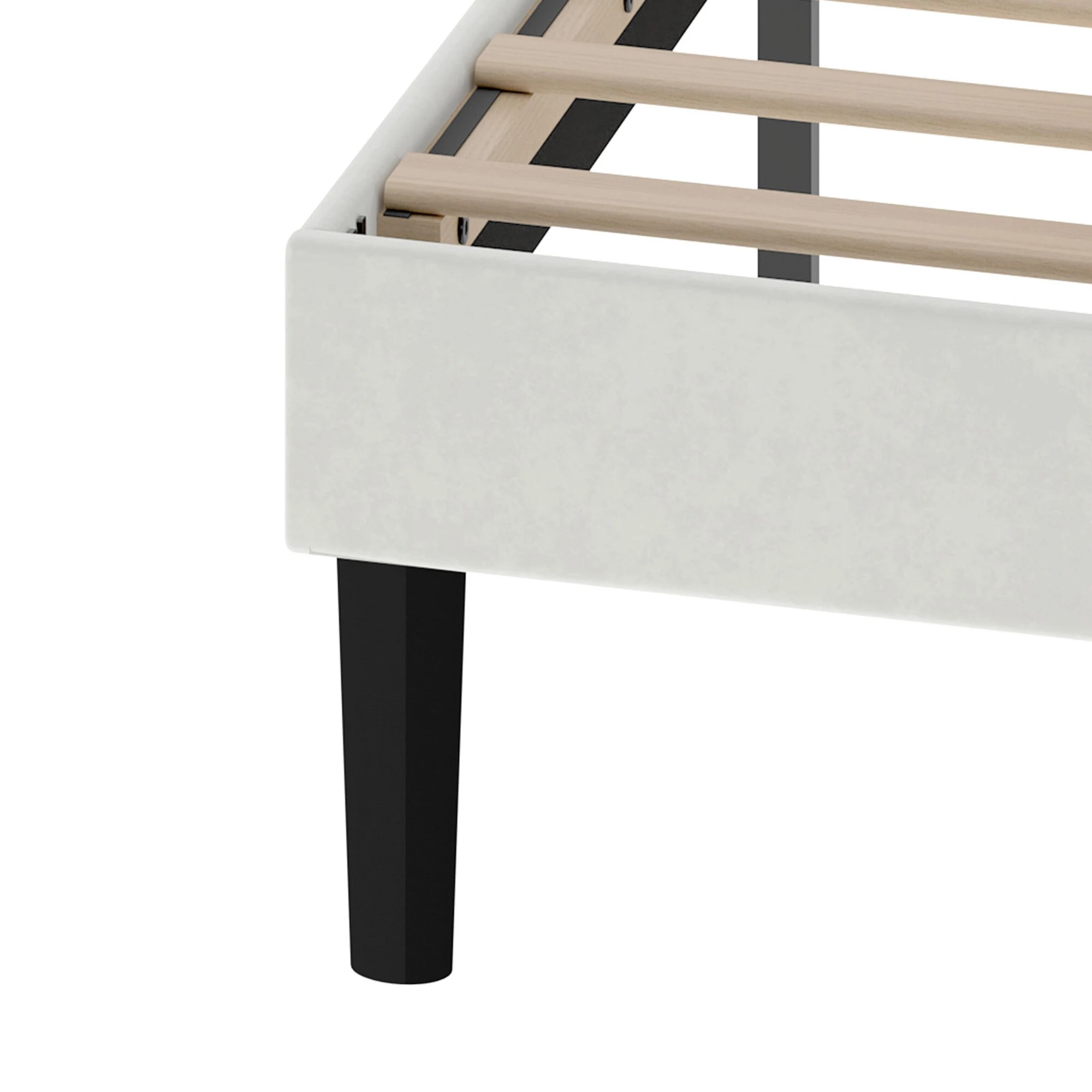 5 Levede Frame Upholstered Platform Bedframe With Adjustable Velvet Headboard - White, 5 of 9