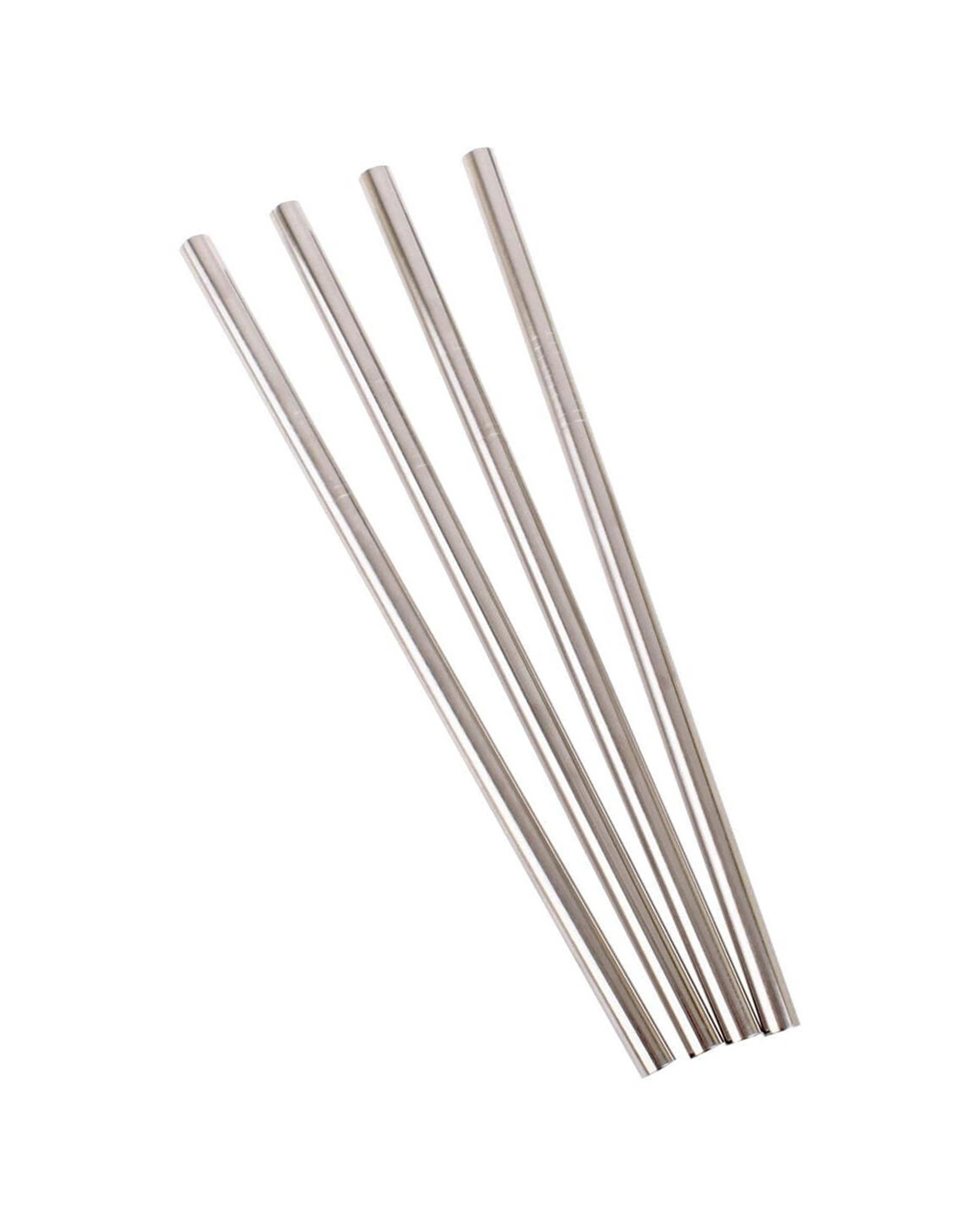1 Appetito 4PK Stainless Steel Straight Smoothie Straws - Silver, 1 of 1
