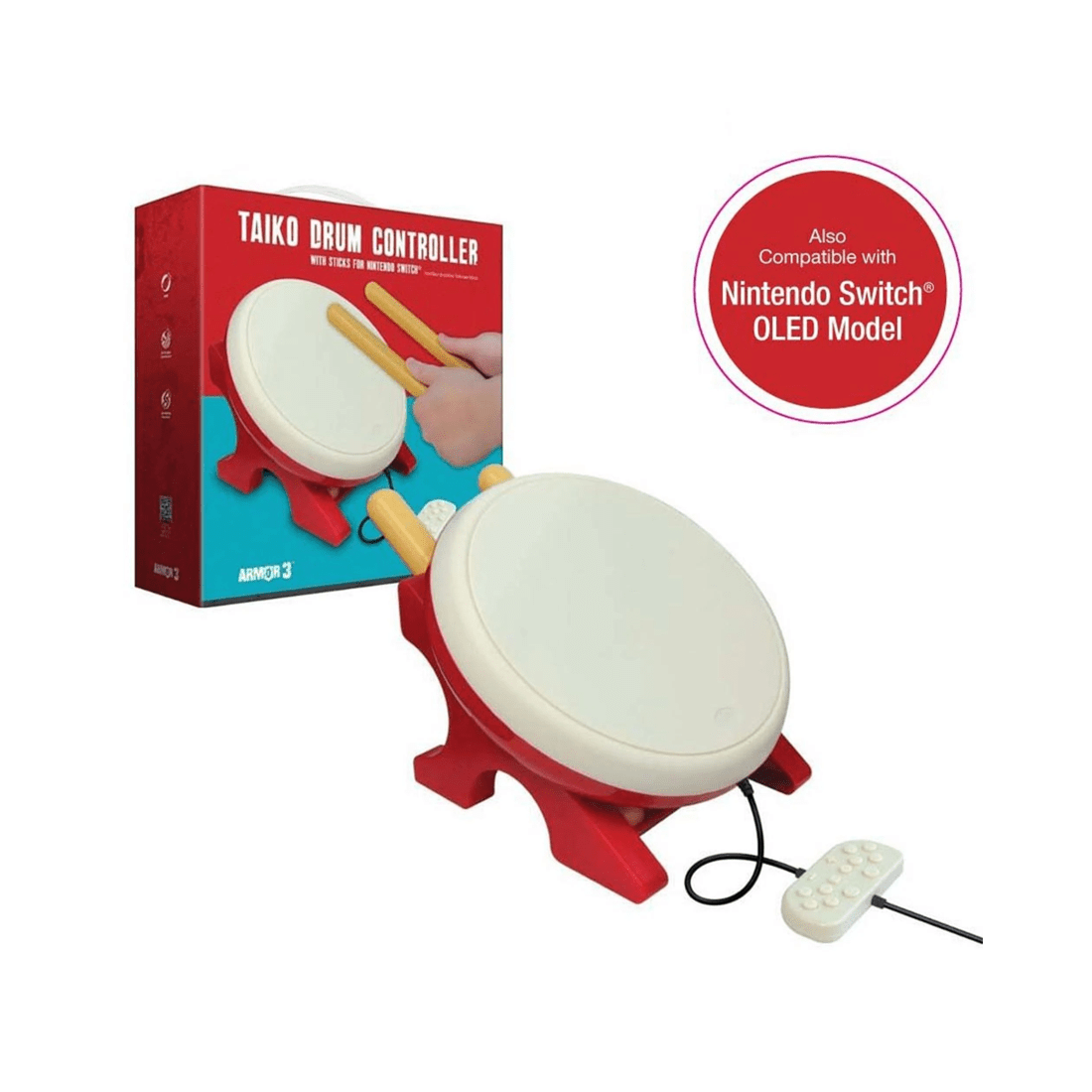 1 Armor3 Taiko Drum Controller with Sticks for Nintendo Switch, 1 of 3