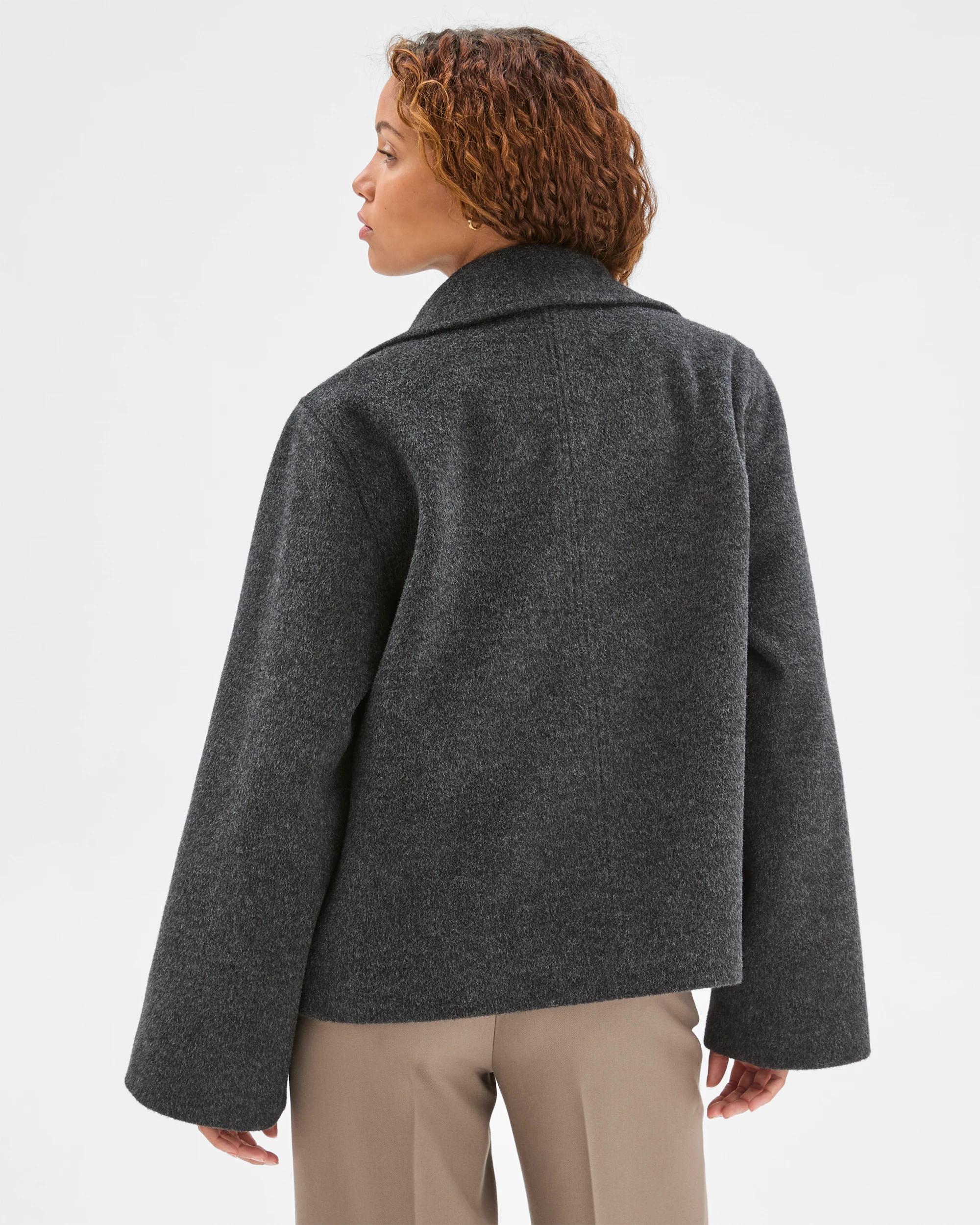 6 Preview Double Breasted Short Coat GREY, 6 of 6
