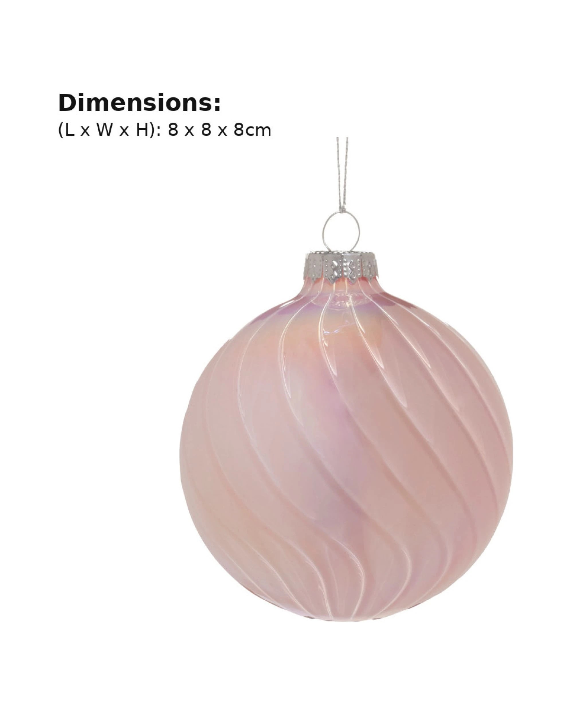 Christabelle 6 Pink Glass Christmas Baubles Gloss Textured 8cm Xmas ...