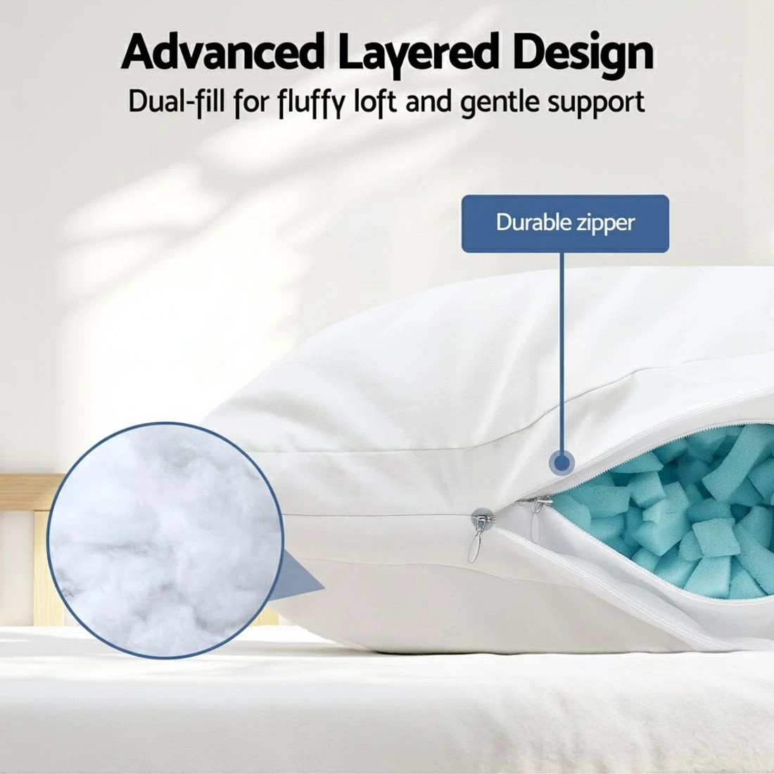 4 Giselle Bedding Shded Memory Foam Pillow Adjustable Loft - White, 4 of 8