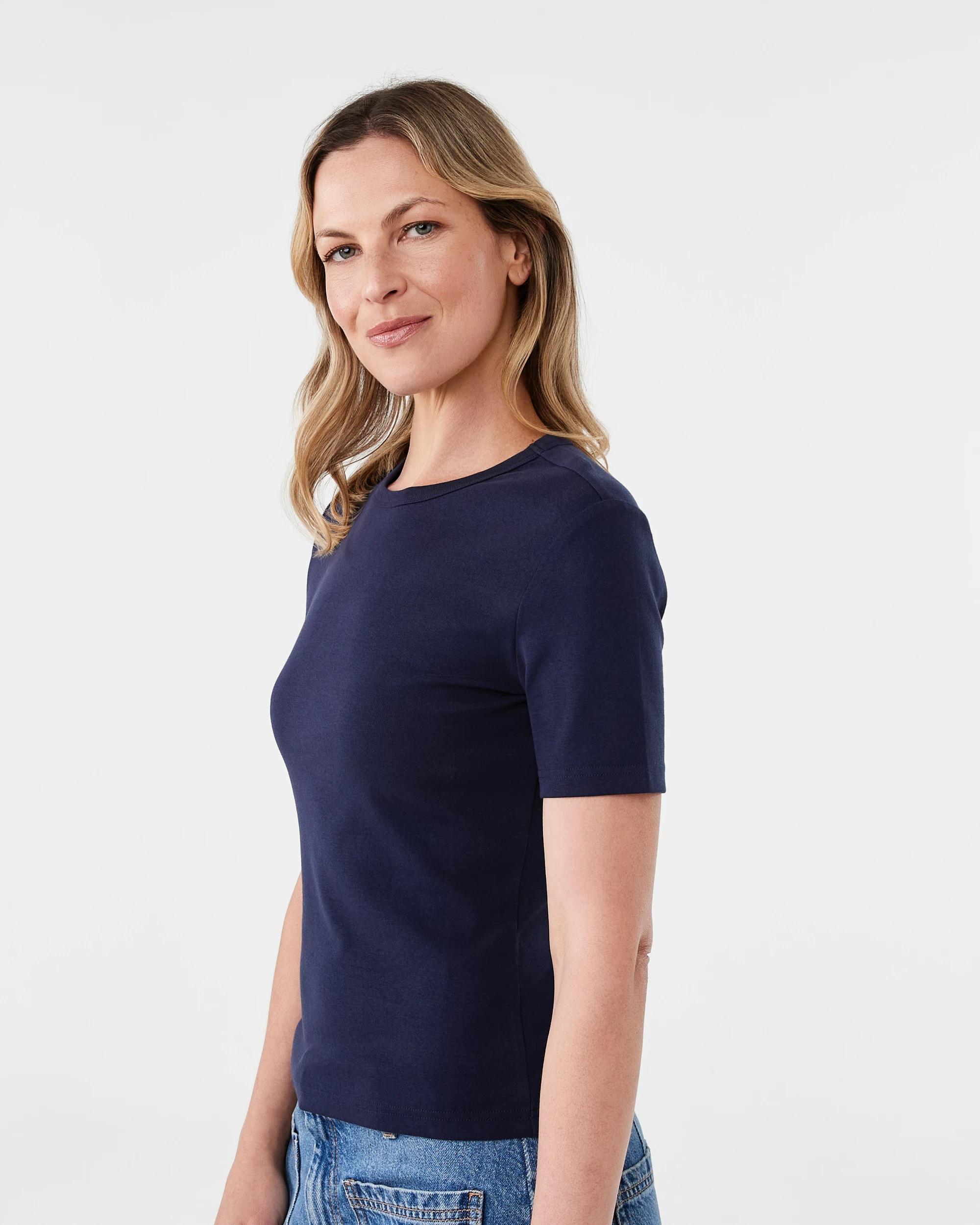 2 Short Sleeve Rib Crew Neck T-shirt Blu Pcoat, 2 of 5