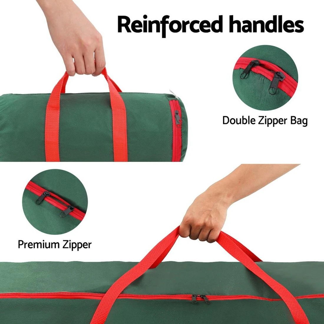 7 Jingle Jollys Christmas Tree Baubles Storage Bag Set Ornaments Container Box Lush Foliage Sturdy Stand
 - green, 7 of 7