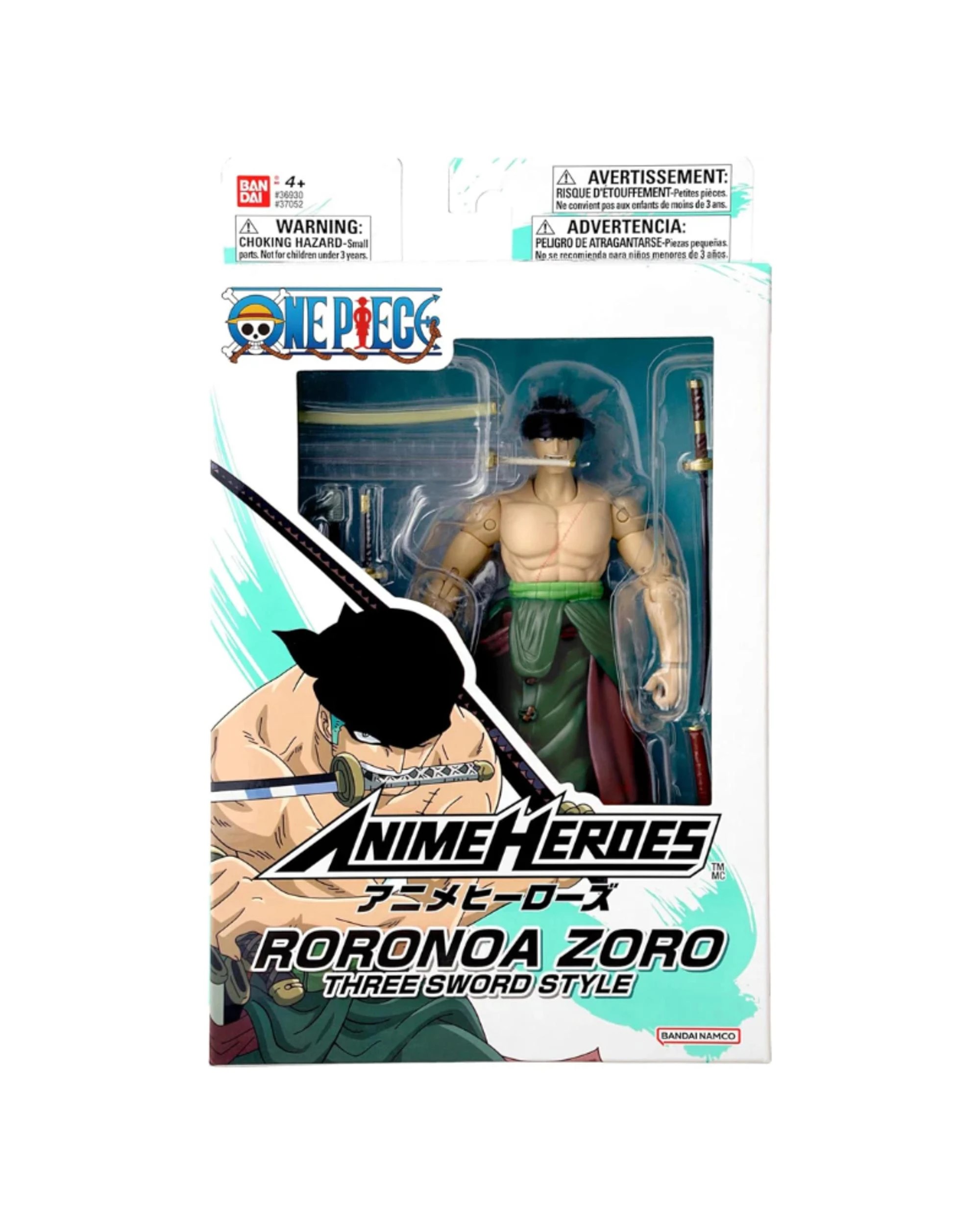 1 Bandai Anime Heroes One Piece Roronoa Zoro Three Sword Style Figure, 1 of 5
