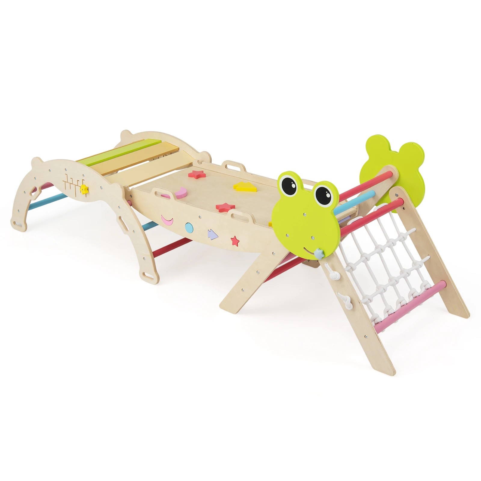 1 Costway Climb Playset 8in1 Wood Triangle Climber Set Arch Ramp - Multi, 1 of 1