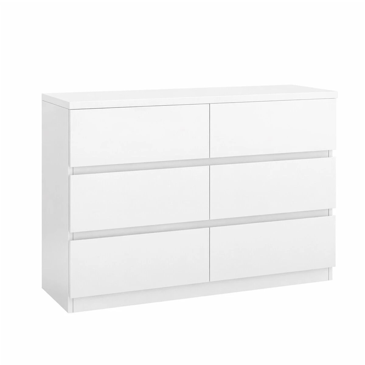 1 AUSWAY 6 Chest of Drawers White Dresser 120cm Storage Cabinet Wide Top Surface Bedroom Hallway Organiser, 1 of 7
