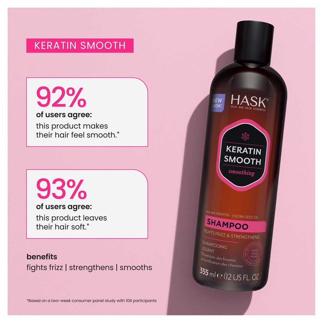 6 HASK Keratin Smooth Smoothing Shampoo 355ml - Keratin and Jojoba Seed Oil, 6 of 10