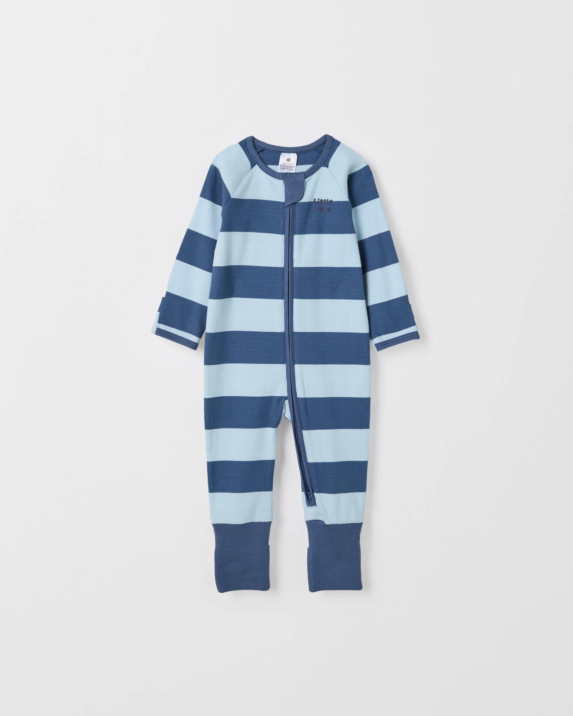4 Target Baby Baby Organic Cotton Rib Zip Footless Coverall VINTAGE INDIGO STRIPE, 4 of 5