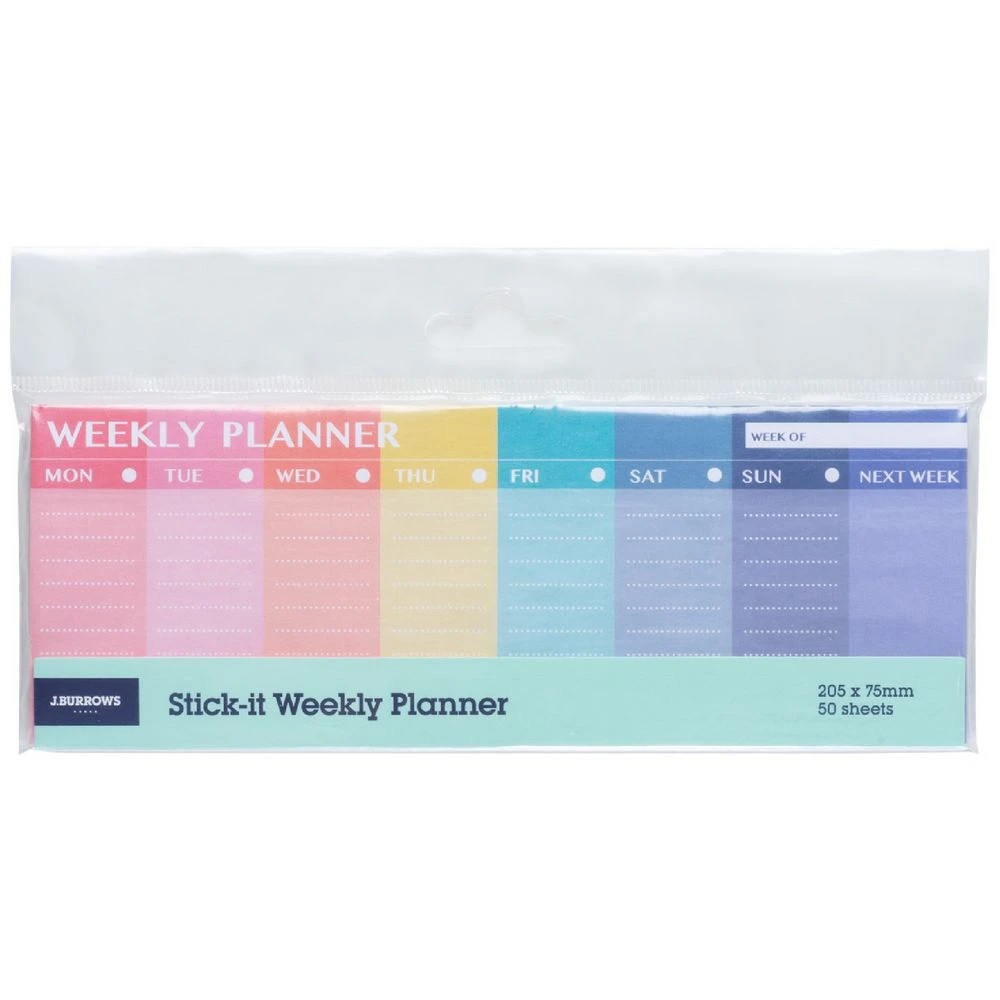 1 J.Burrows Stick-it Weekly Planner 205x75mm 50 Sheets, 1 of 3