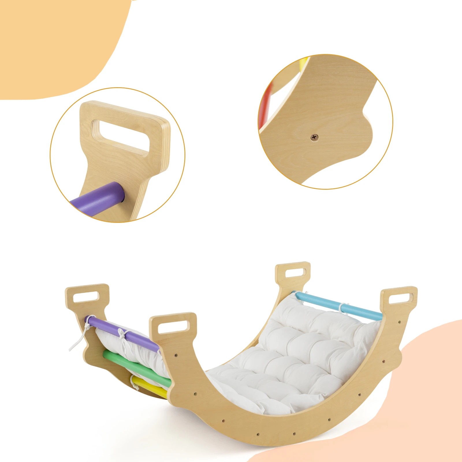 2 Costway Climb Playset Wood Climbing Frame Rocking Seesaw, 2 of 3