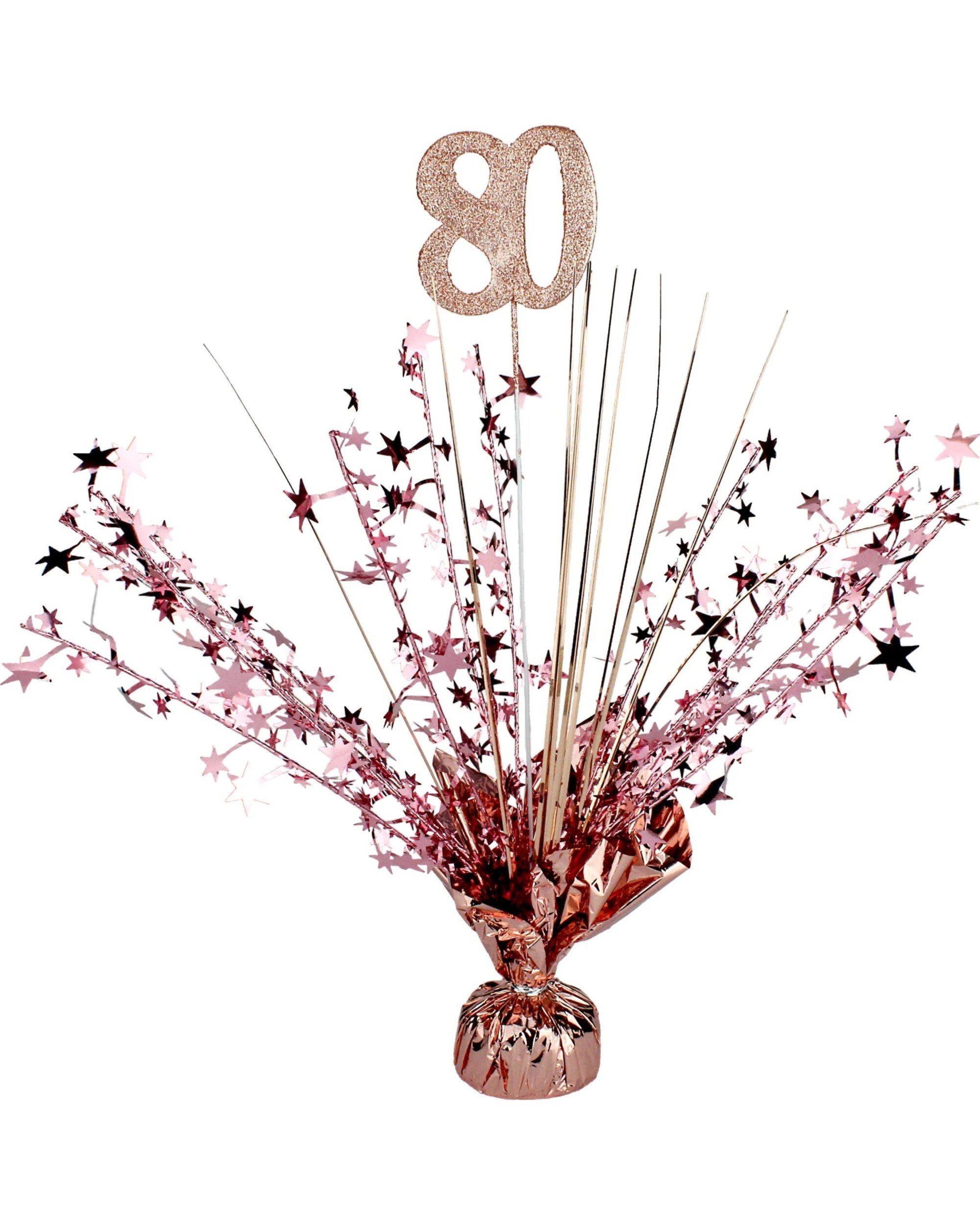 1 Partyrama 80th Birthday Rose Gold Star Foil Spray Centrepiece - Rose Gold, 1 of 1