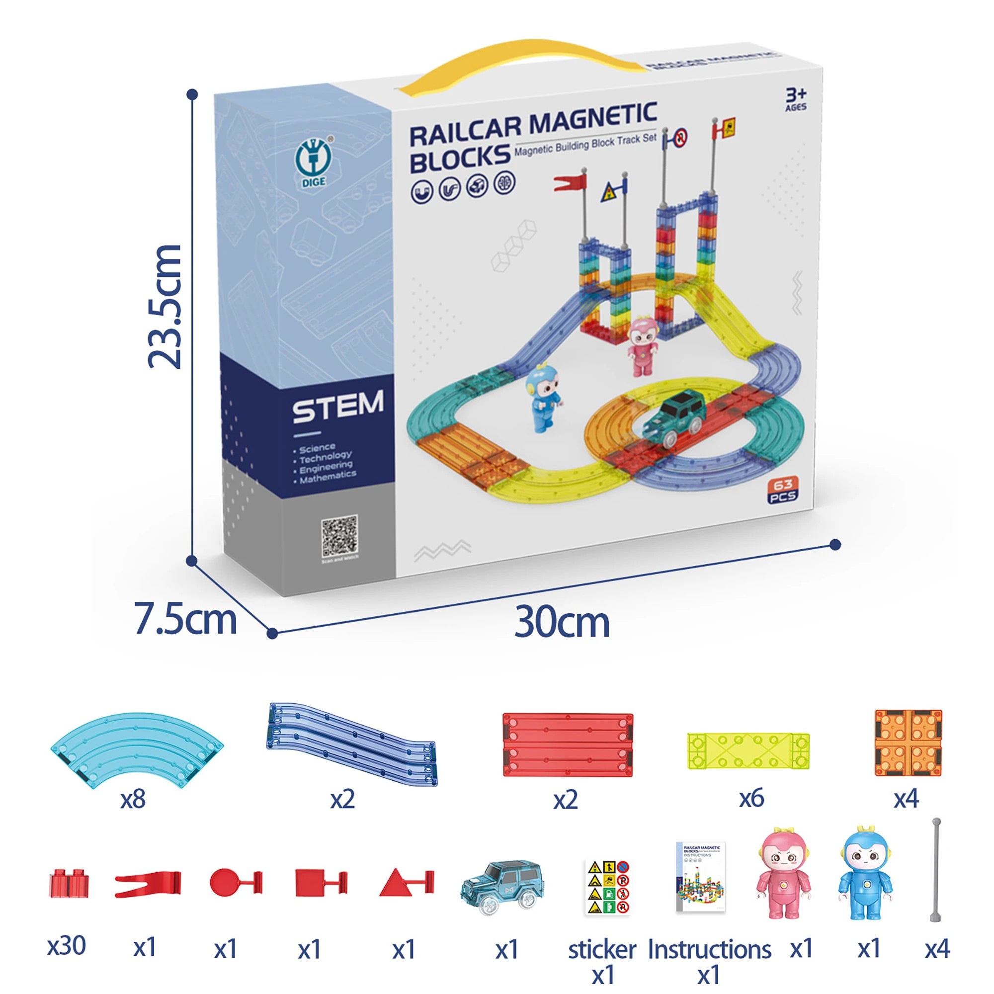 3 Traderight Kids 63pcs Magnetic Tiles Blocks, 3 of 7