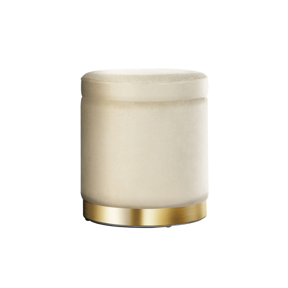 1 Artiss Ottoman Storage Foot Stool Round Velvet - Beige, 1 of 6