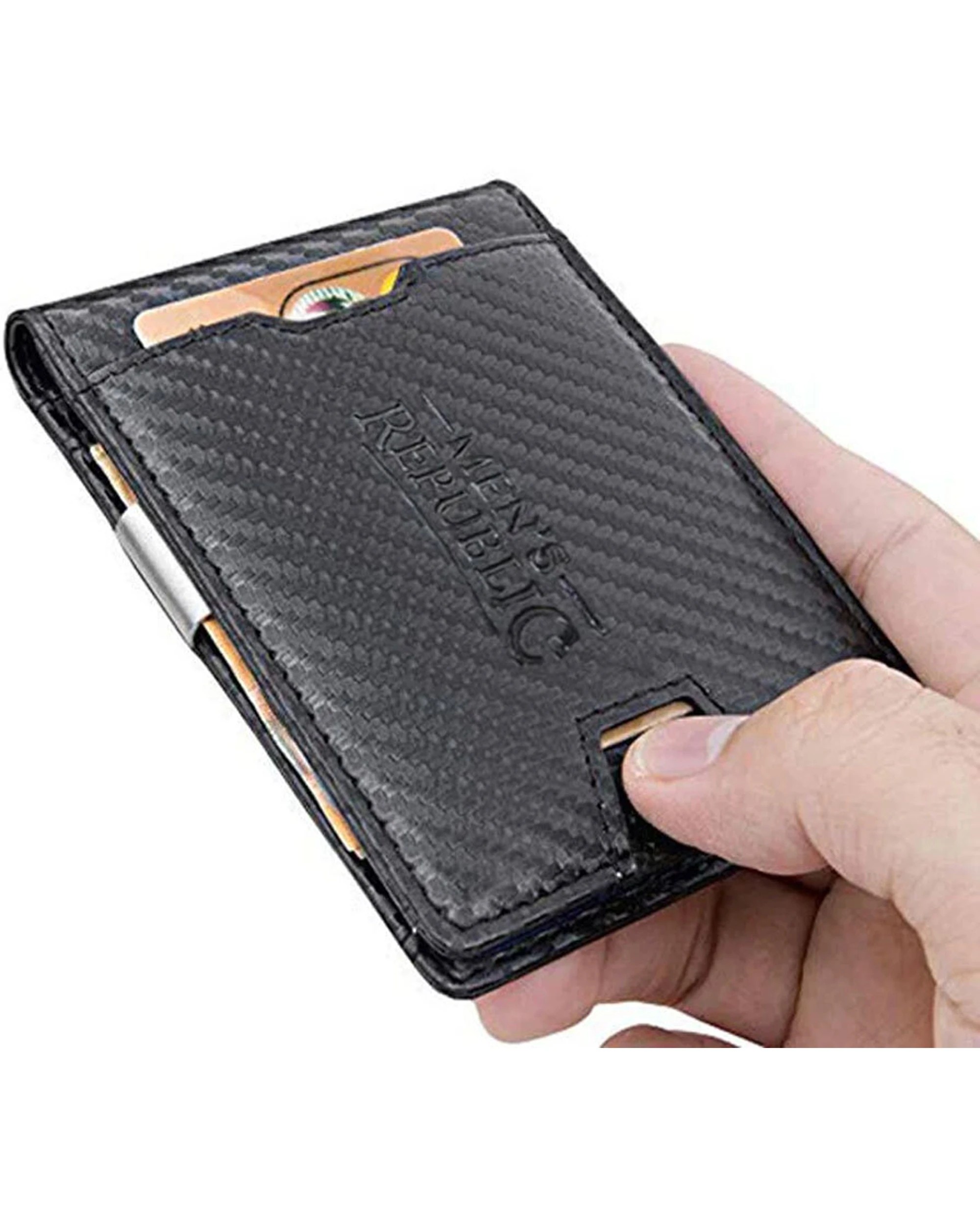 4 Mens Republic Faux Leather Wallet Money Clip - One Size - Black, 4 of 6