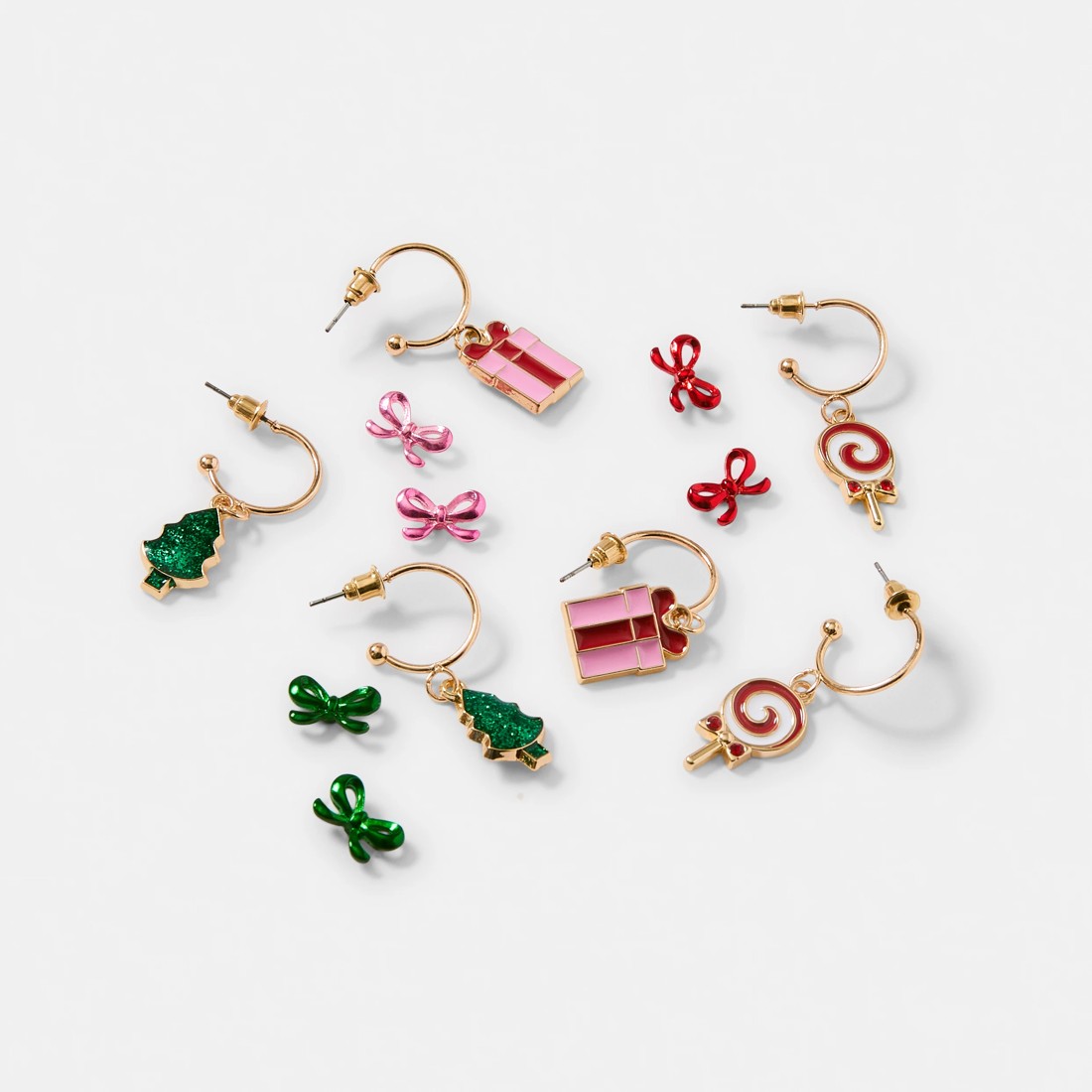 3 6 Pack Christmas Bows Present Earrings - Gold Tone, 3 of 5