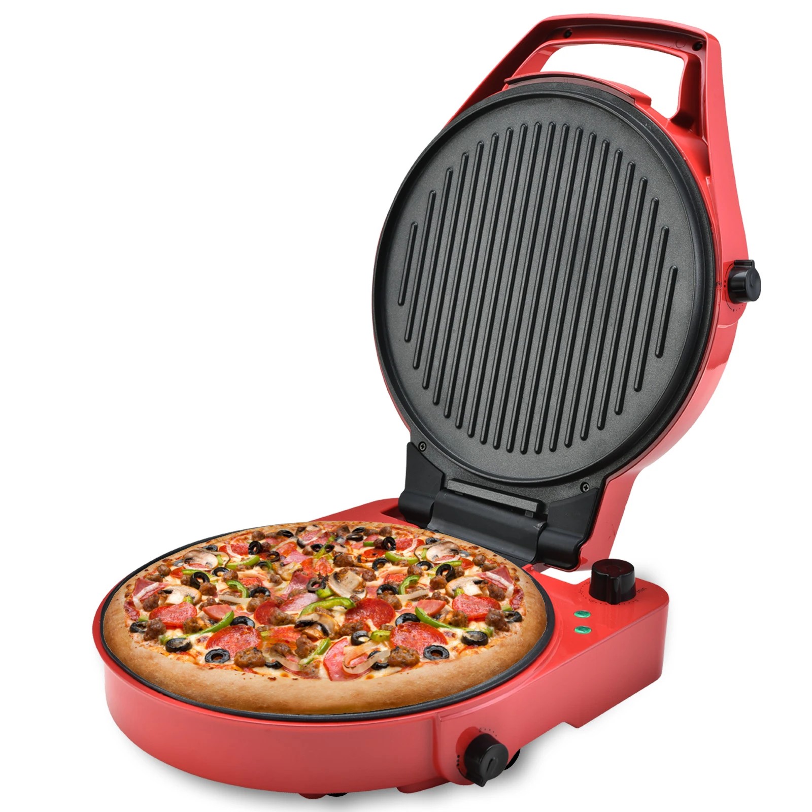 1 Todo 1800w Electric Pizza Maker Pizza Oven Dual Temperature Control Flat Grill - Red, 1 of 5