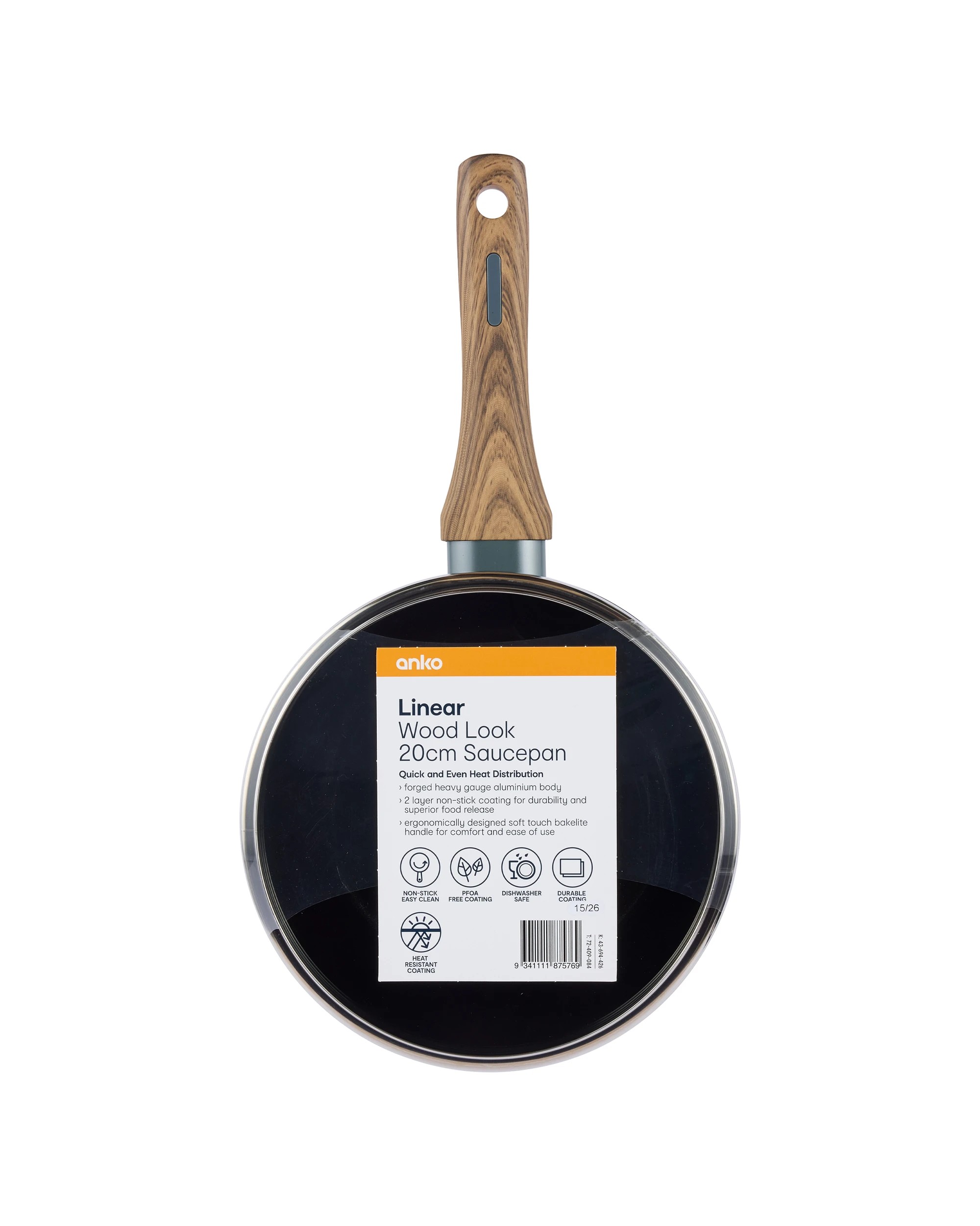 6 20cm Linear Wood Look Saucepan, 6 of 6