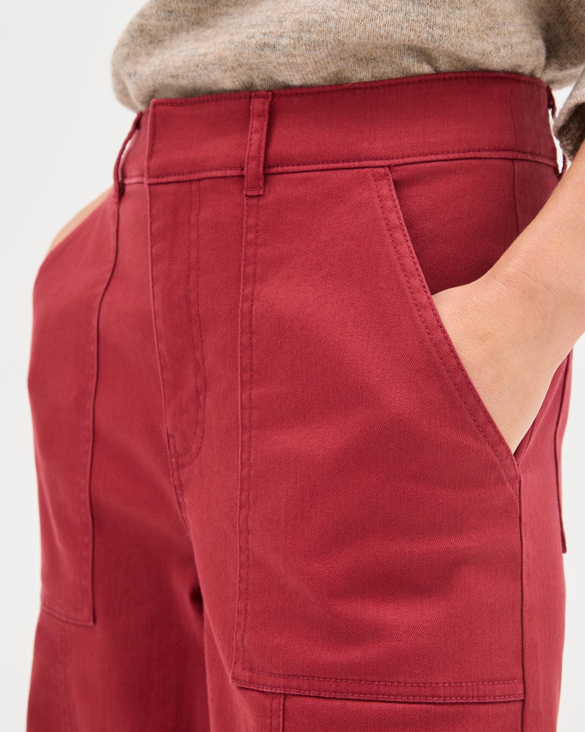 5 Target Woman Australian Cotton Blend Stretch Twill Wide Leg Pants BURNT CRIMSON, 5 of 6