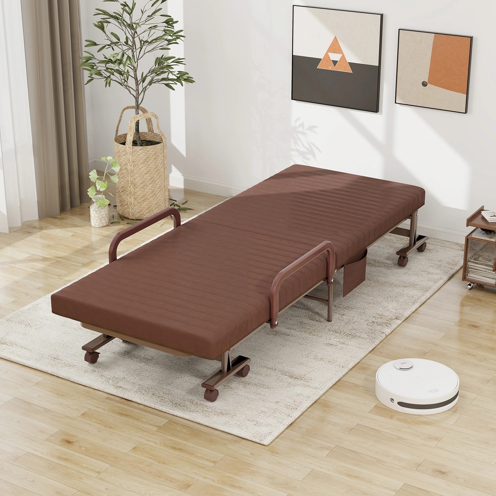 3 Costway Folding Guest Bed w/Mattress Metal Frame Sleeper Bed Home Office Bed, 3 of 4