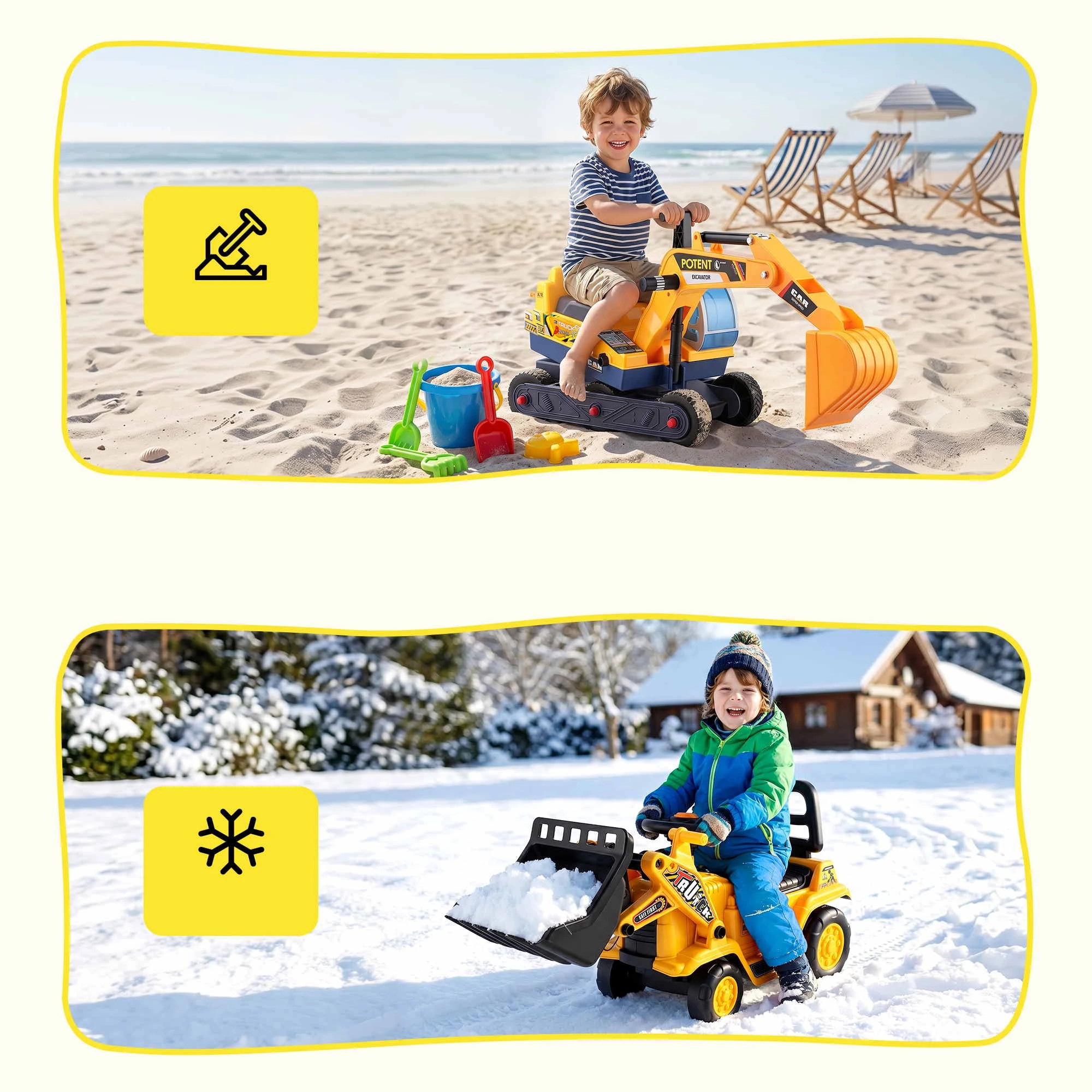 8 Keezi Kids Ride On Toy Car Bulldozer and Digger with Helmet Outdoor Sandpit Toys Yellow - Yellow, 8 of 9