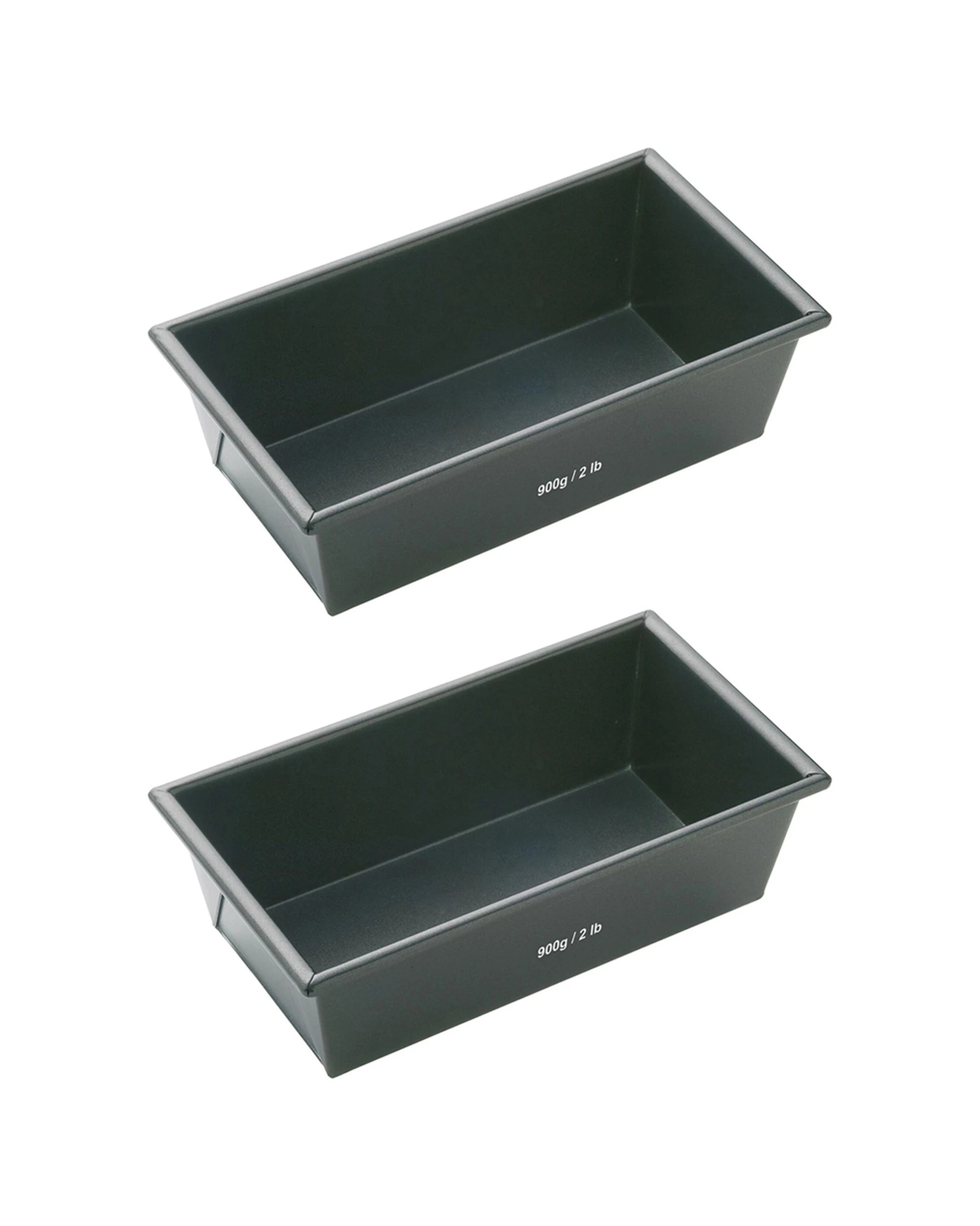 1 Mastercraft 2x 21x11cm Heavy Base Non-Stick Box Sided Loaf Bread Pan - Black, 1 of 6